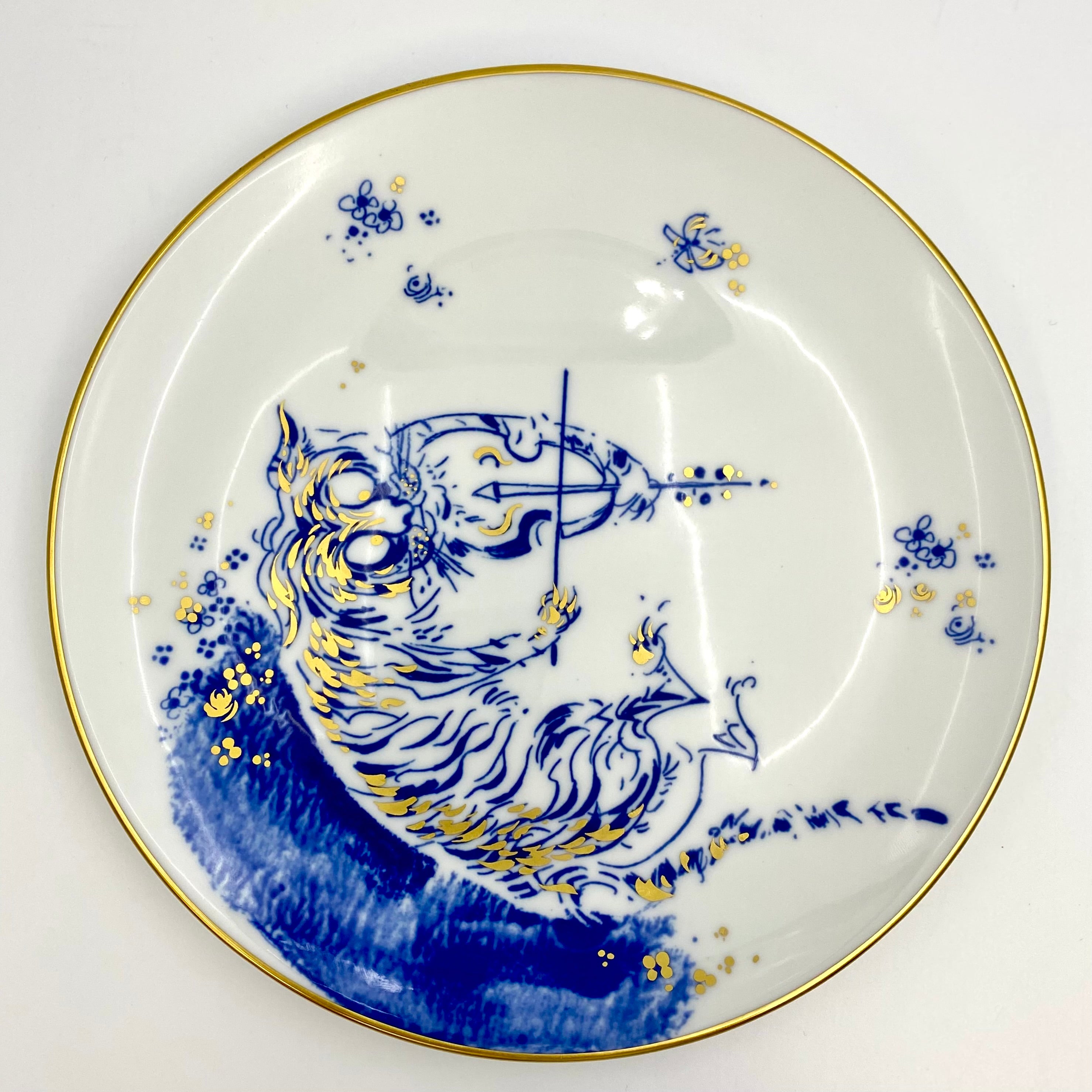 【送料無料】_Meissen_(マイセン)_干支プレート 1998年 虎_「ほろ酔い気分で楽器を弾く動物」_中古品