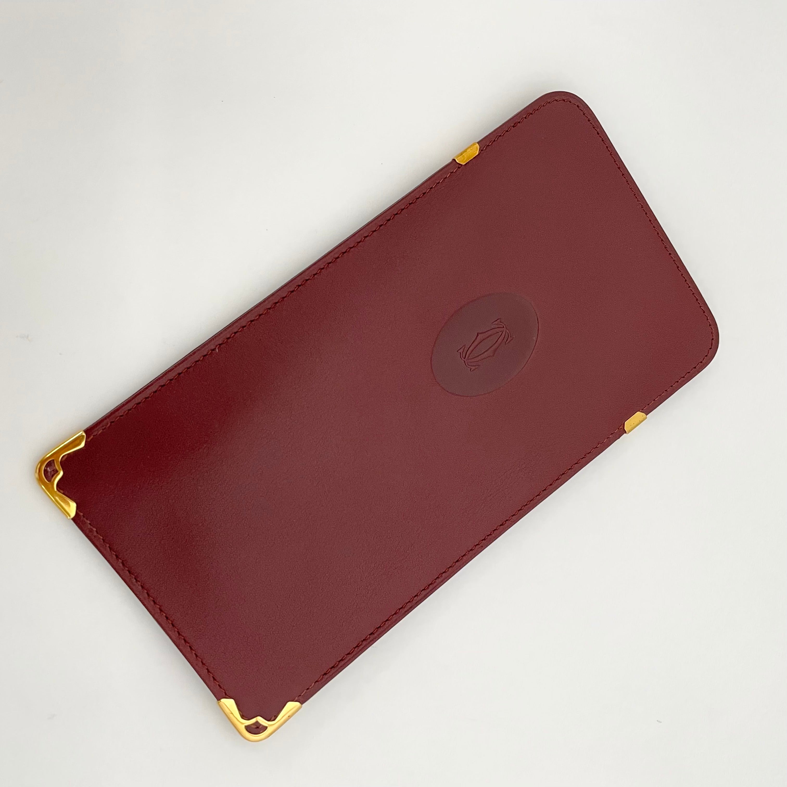【送料無料】_ Cartier_(カルティエ)_眼鏡ケース マストライン_ボルドーxゴールド_ 中古品