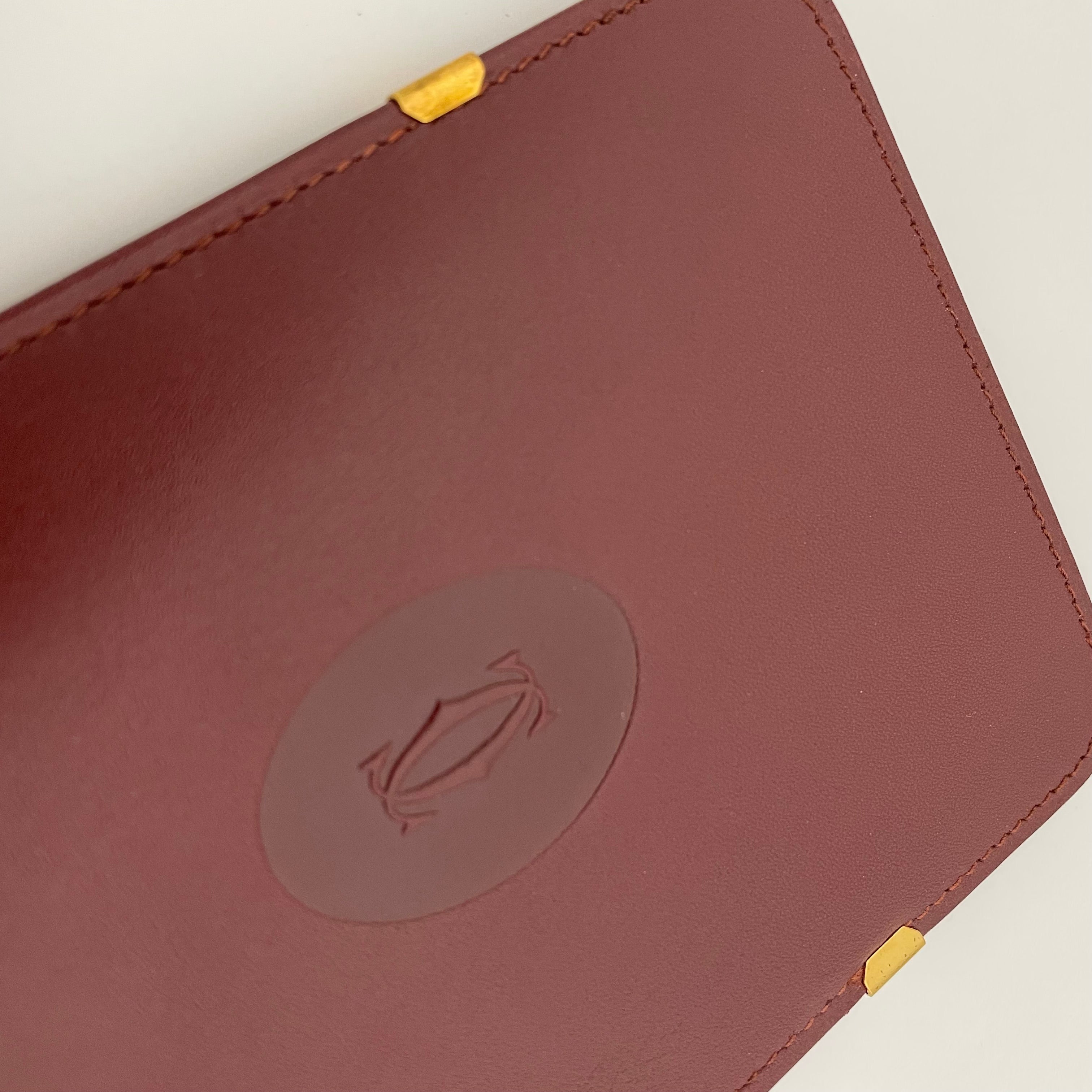 【送料無料】_ Cartier_(カルティエ)_眼鏡ケース マストライン_ボルドーxゴールド_ 中古品