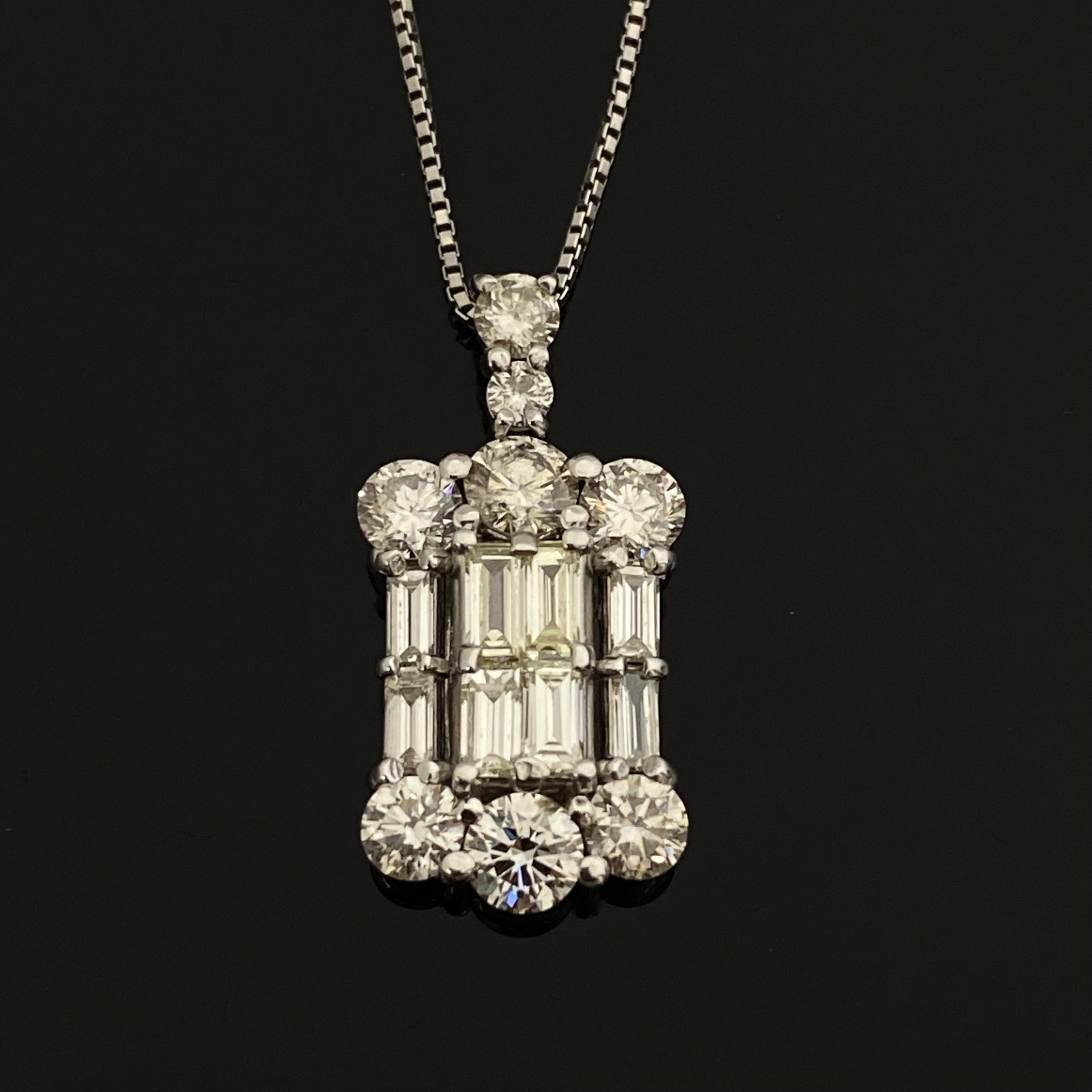 【送料無料】_ ノンブランド_ Pt900/Pt850_ダイヤモンドネックレス_ FD2.00ct/6.2g_ 中古品