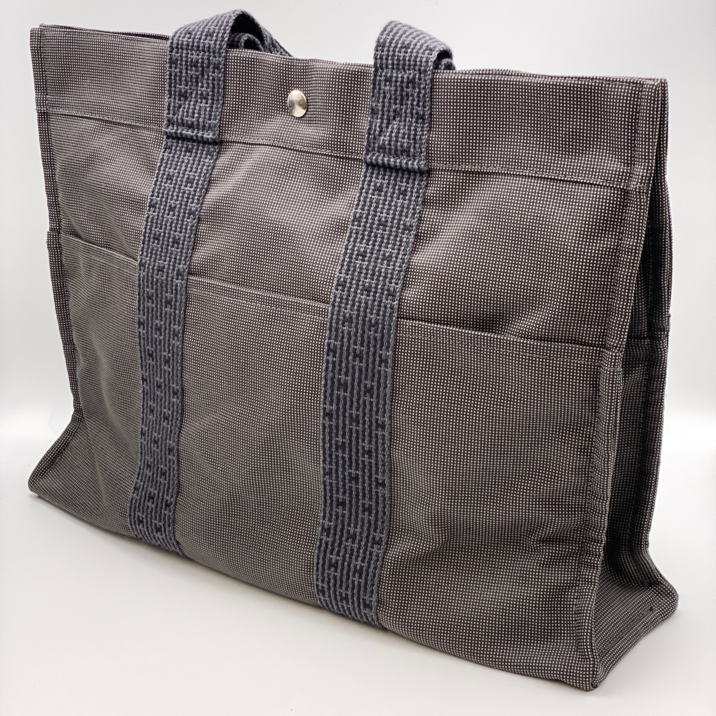 【送料無料】_ HERMES_(エルメス)_エールライン トート MM _キャンバス グレー_ 中古品