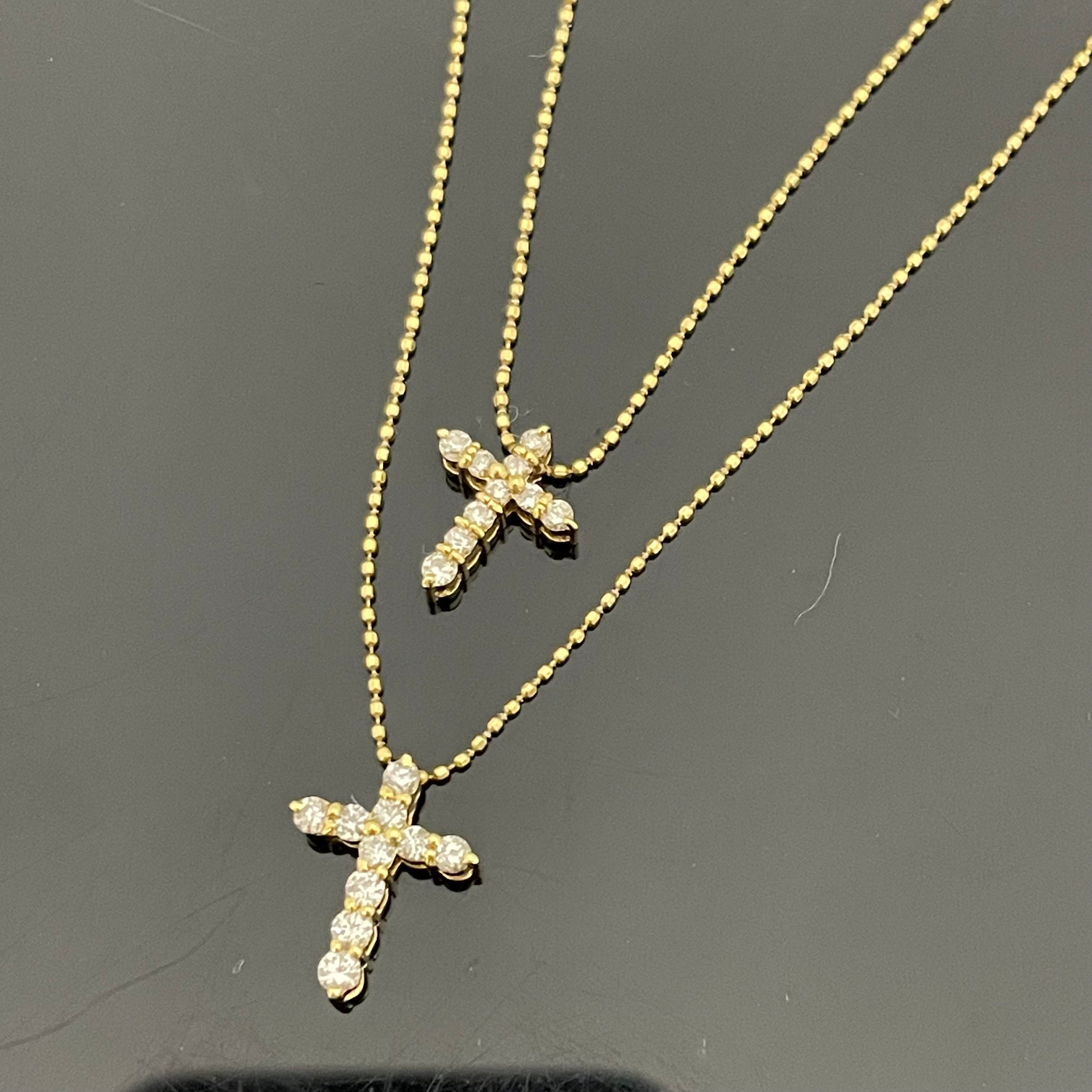 ノンブランド _K18ダイヤモンド _クロス2連ネックレス_FD0.3/0.2ct/3.8g _中古品