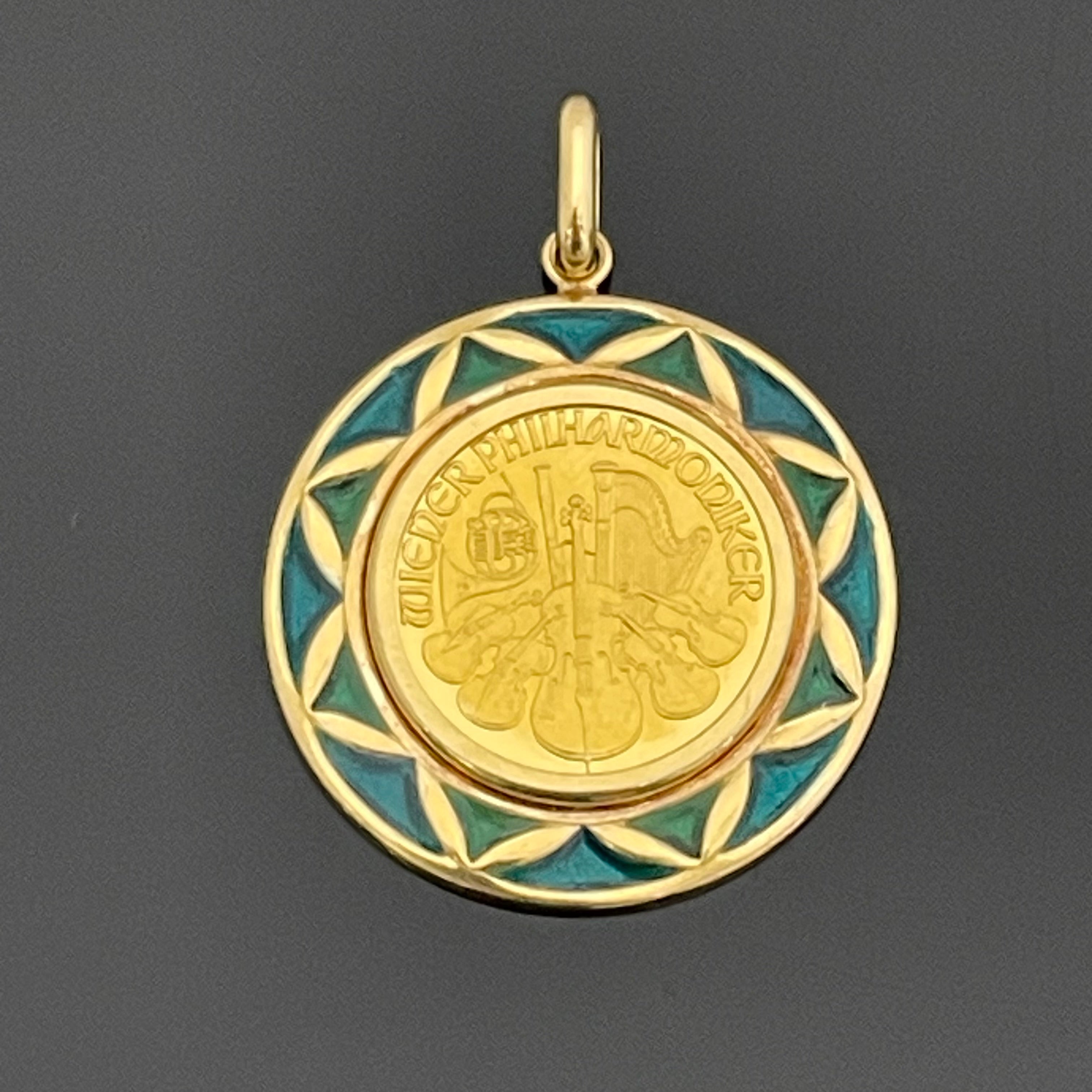 GINZA TANAKA_（ギンザタナカ）_ウィーンハーモニー金貨 _ペンダントトップ _純金1/10oz・枠K18/総重量６.2g _中古品