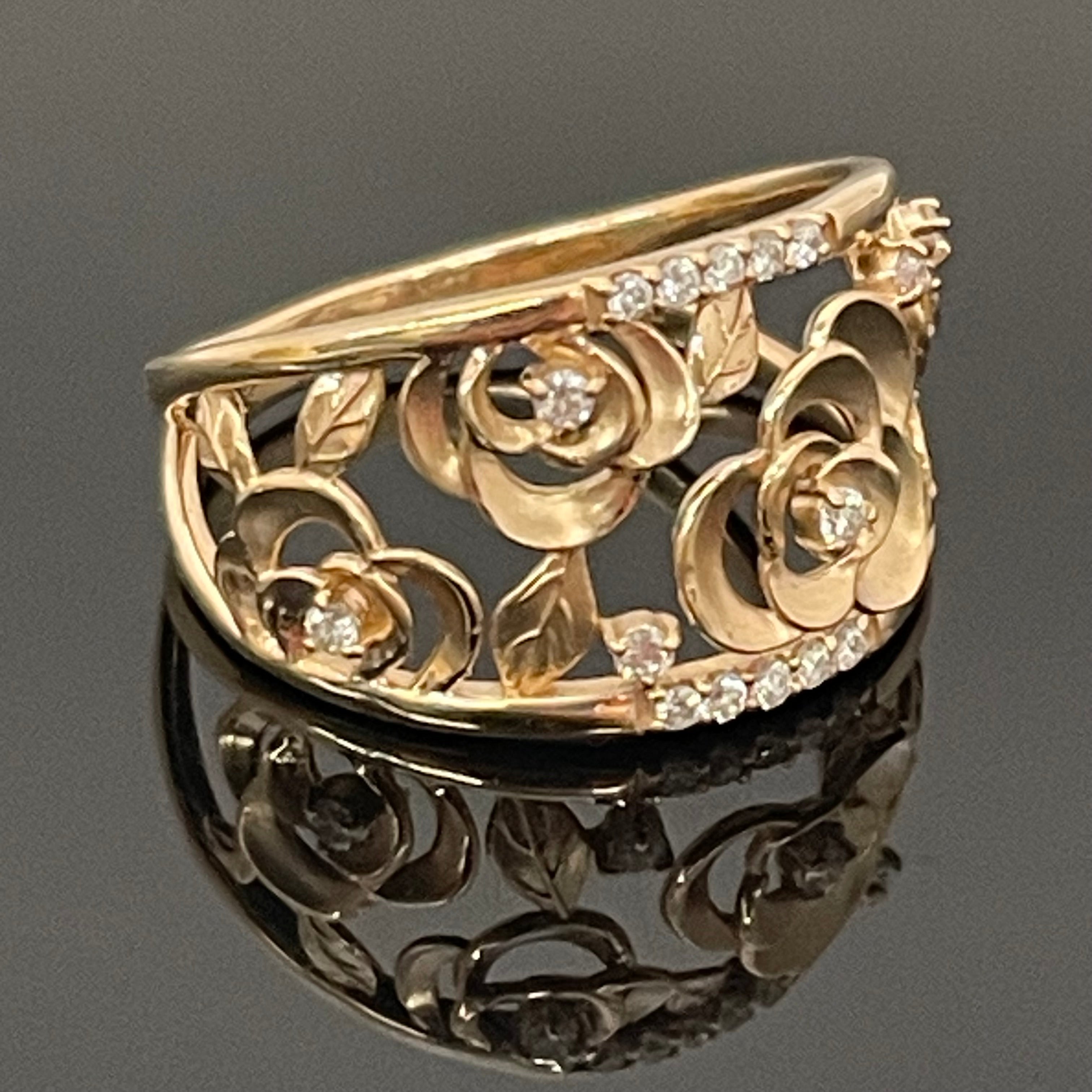 ノンブランド _K18RGファッションリング_D0.15ct/3.8g/＃15号_中古品