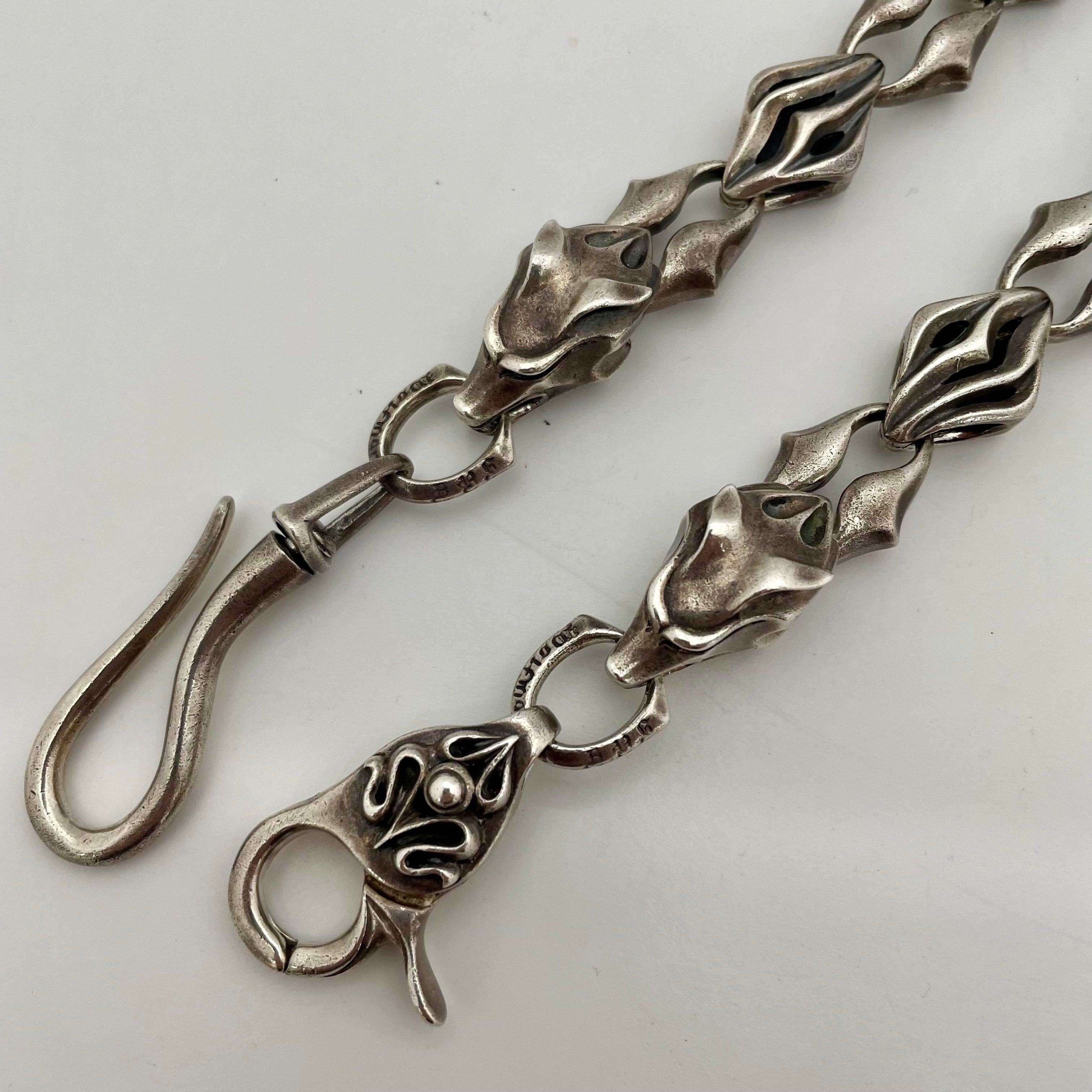 WOLFMAN B.R.S_（ウルフマンB.R.S）_SV925 ウォーウルフ（流狼毛）_ウォレットチェーン_ 182g/52.5cm_中古品