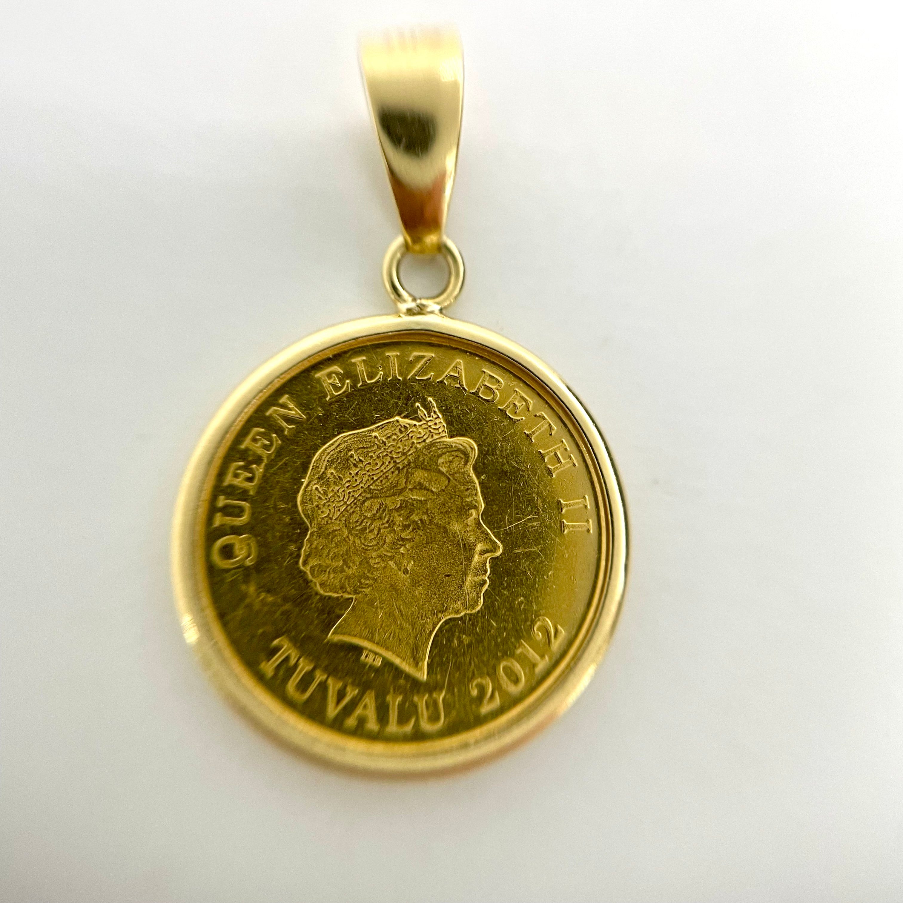 ノンブランド _純金1/25ozホースコイン_ K18枠ペンダントトップ_ 中古品