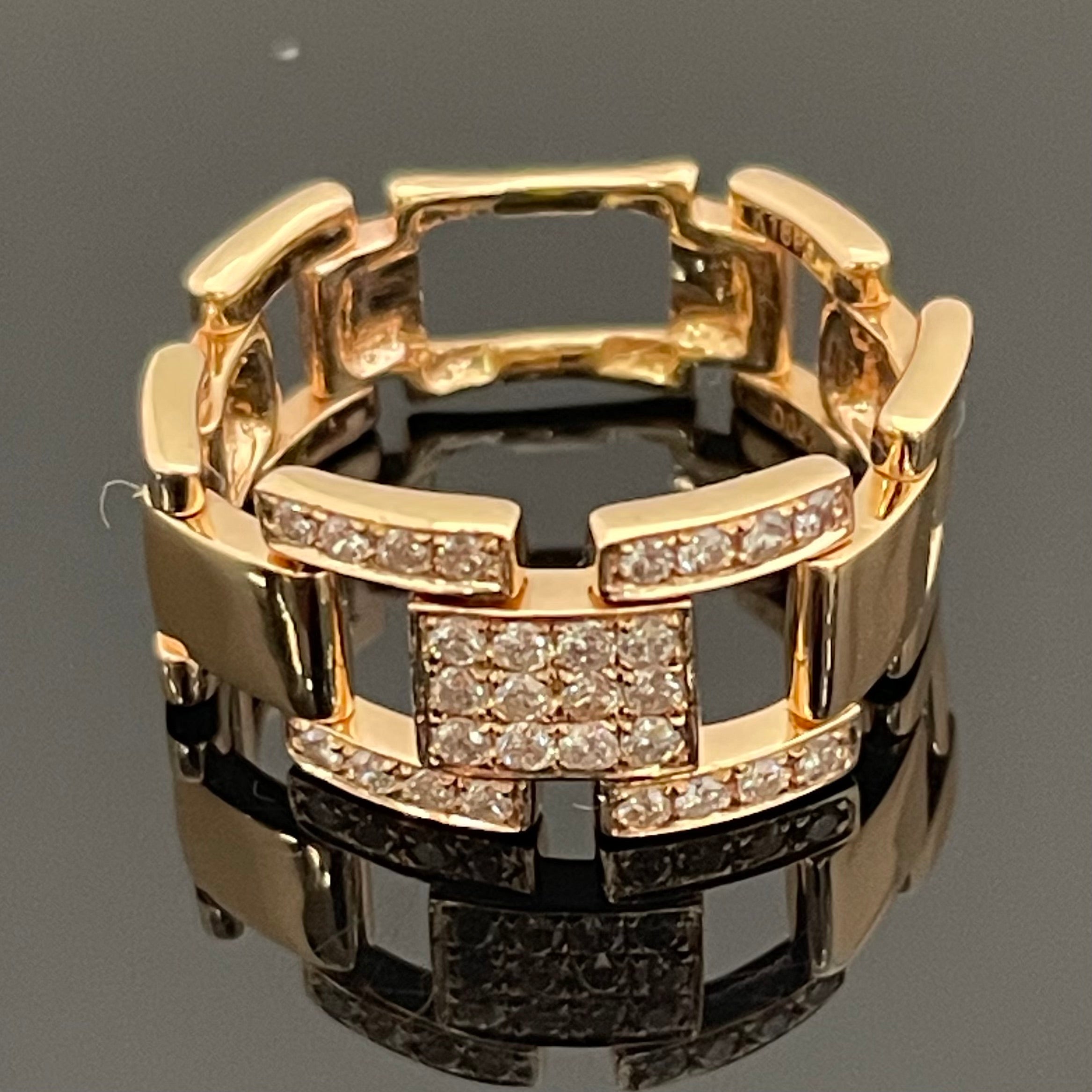 ノンブランド _K18PG_ダイヤモンドリング_FD0.43ct/6.2g/＃14.5_ 中古品