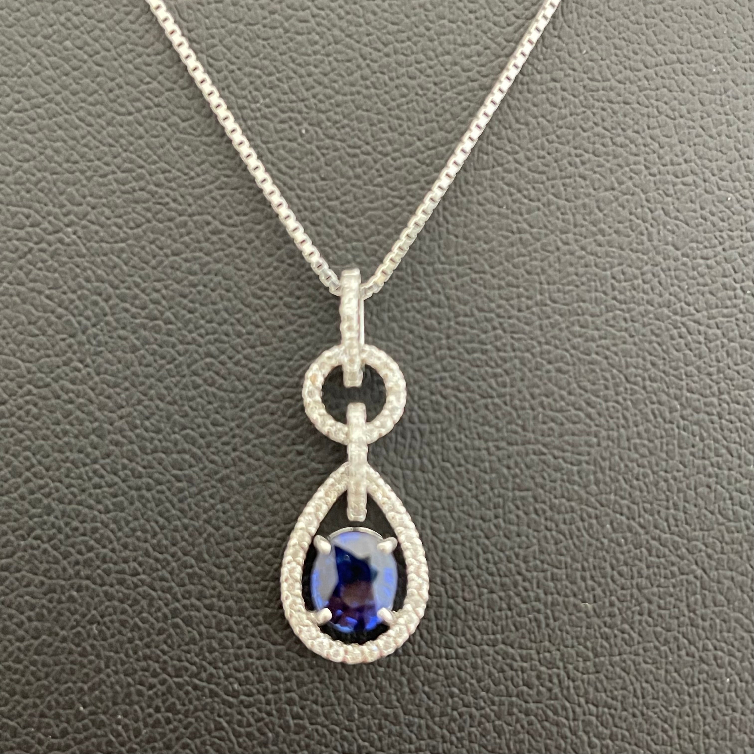 ノンブランド _K18WG サファイア_ペンダントネックレス_S0.91ct/FD0.20ct/4.4g/50cm_中古品