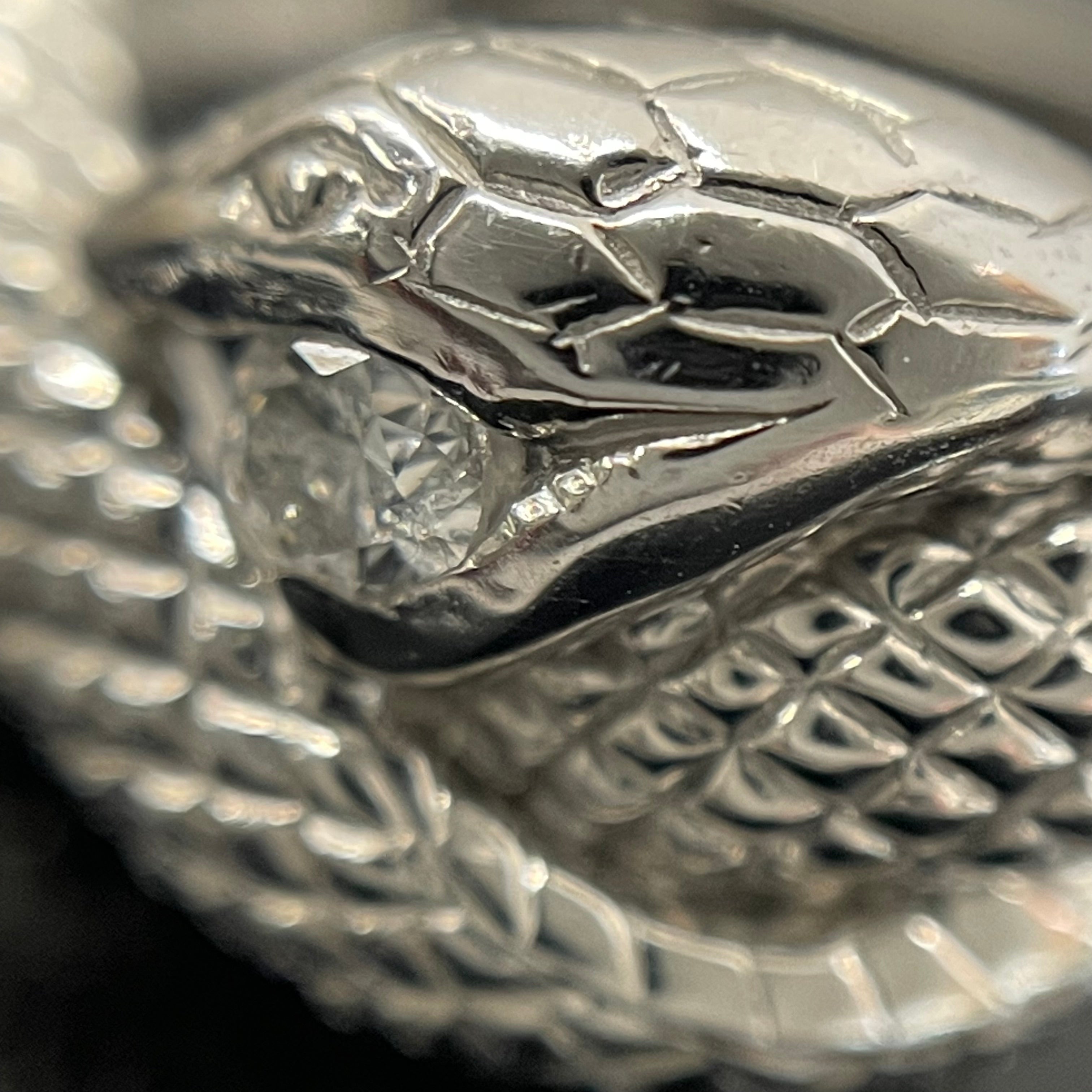 ノンブランド _Pt900ファッションリング_蛇モチーフ_６.7g/D0.1ct/＃12号_ 中古品