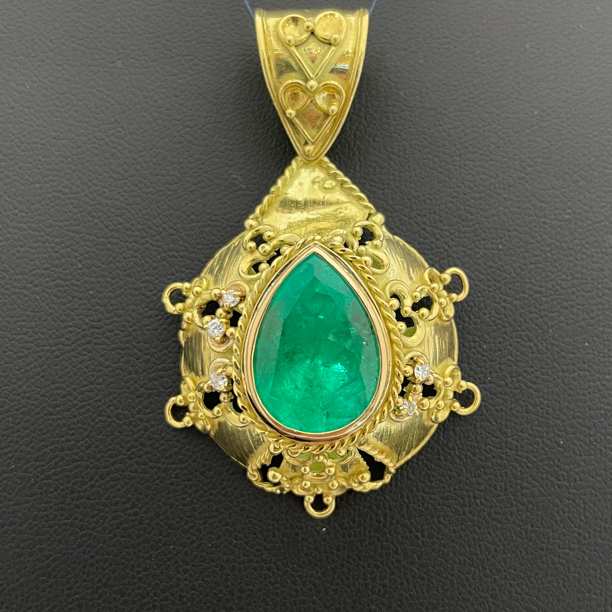 ノンブランド _750（K18）エメラルド _ペンダントトップ_E11.94ct/FD0.17ct/19.2g_中古品