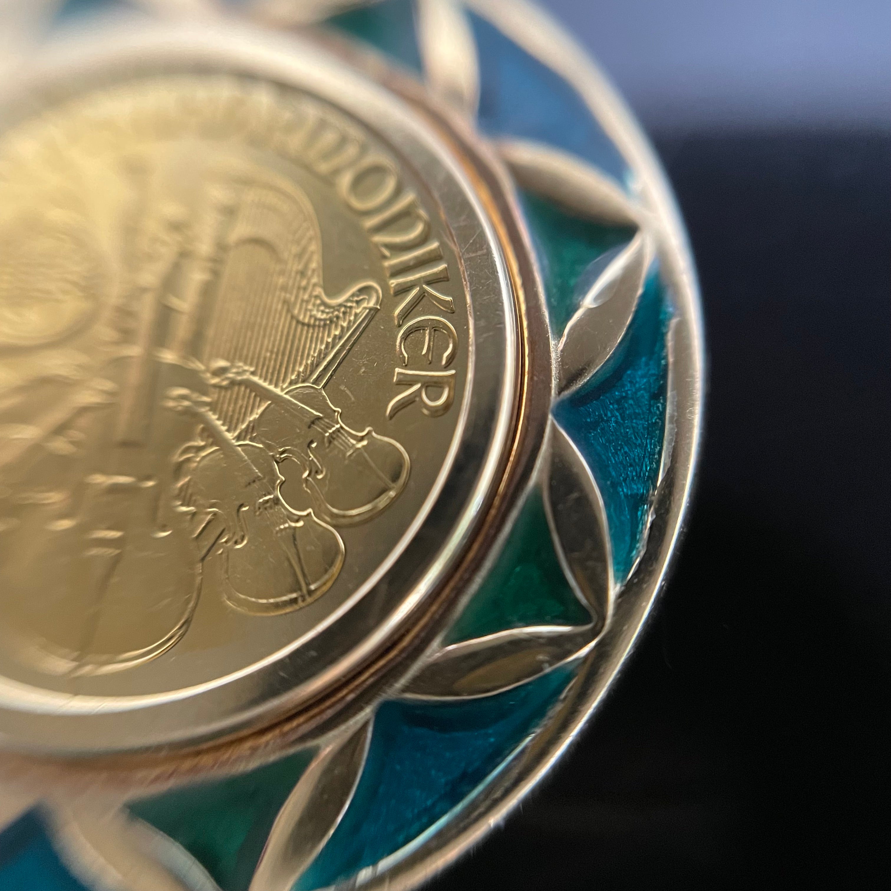 GINZA TANAKA_（ギンザタナカ）_ウィーンハーモニー金貨 _ペンダントトップ _純金1/10oz・枠K18/総重量６.2g _中古品