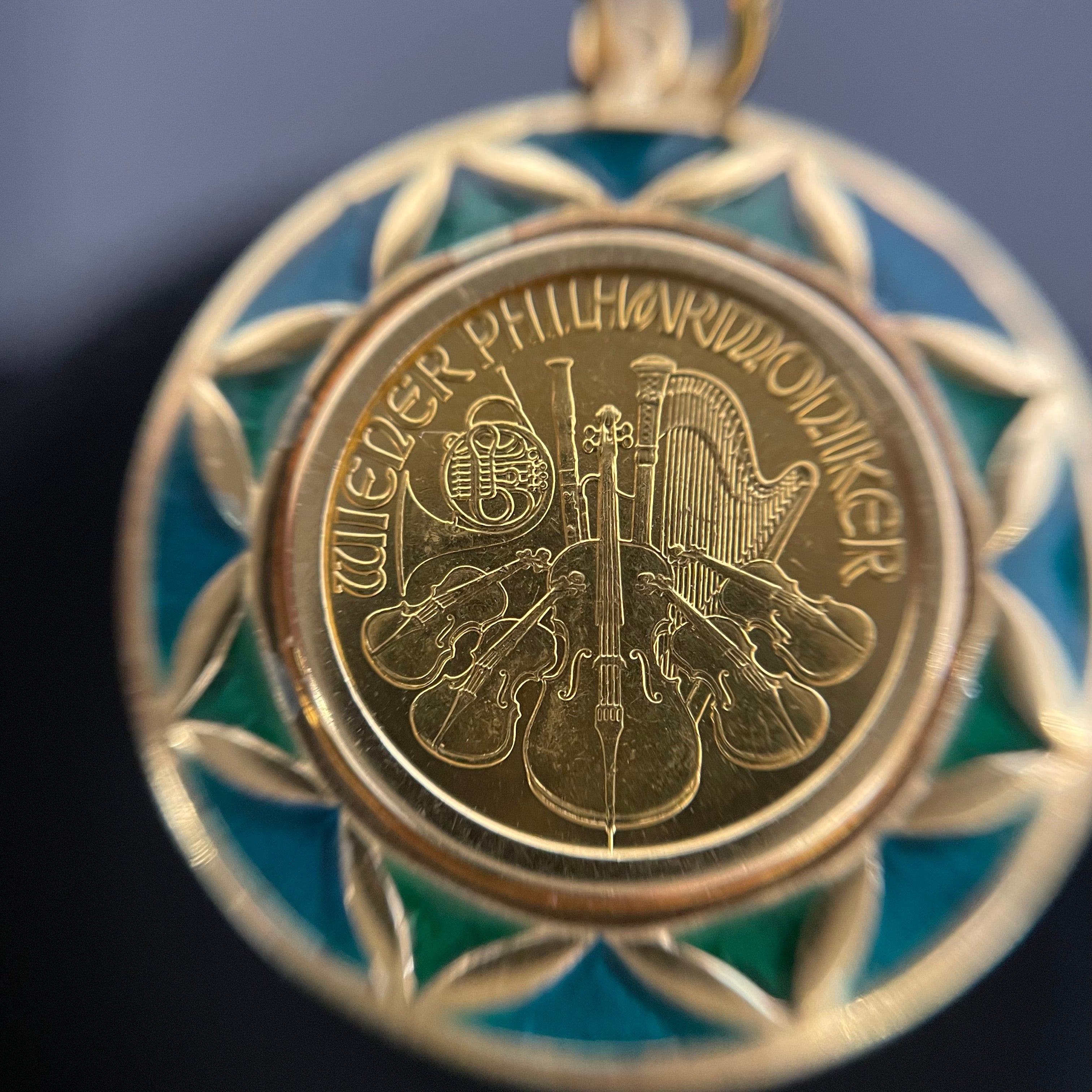 GINZA TANAKA_（ギンザタナカ）_ウィーンハーモニー金貨 _ペンダントトップ _純金1/10oz・枠K18/総重量６.2g _中古品