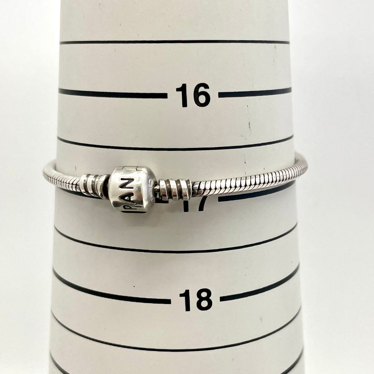 PANDORA_（パンドラ）_Barrel Clasp Snake Chain_ SV925ブレスレット_13.8g／サイズ17cm_ 中古品