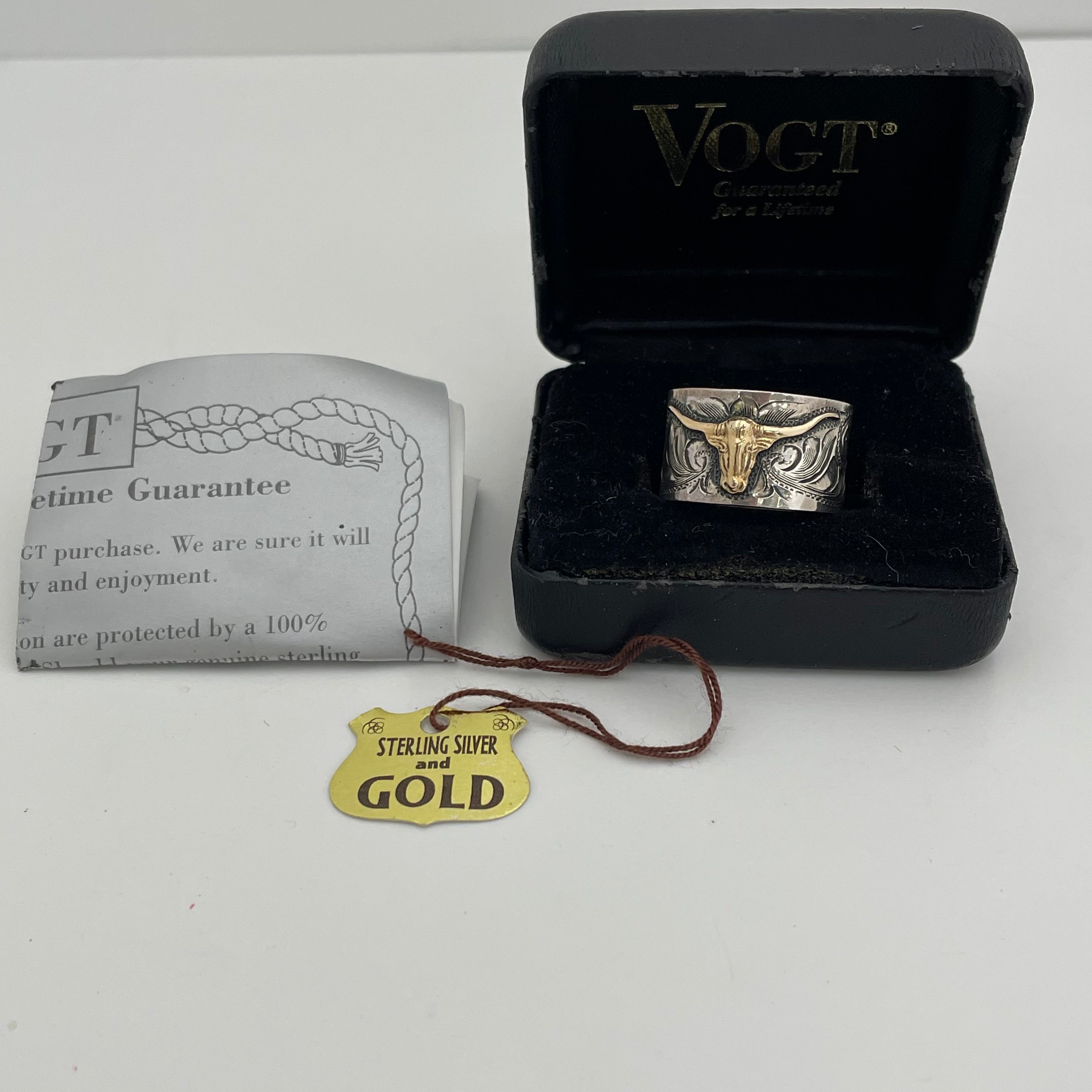 VOGT_（ボグト）_スターリングシルバー/14K _ロングホーンリング_5.7g／＃21号 _中古品