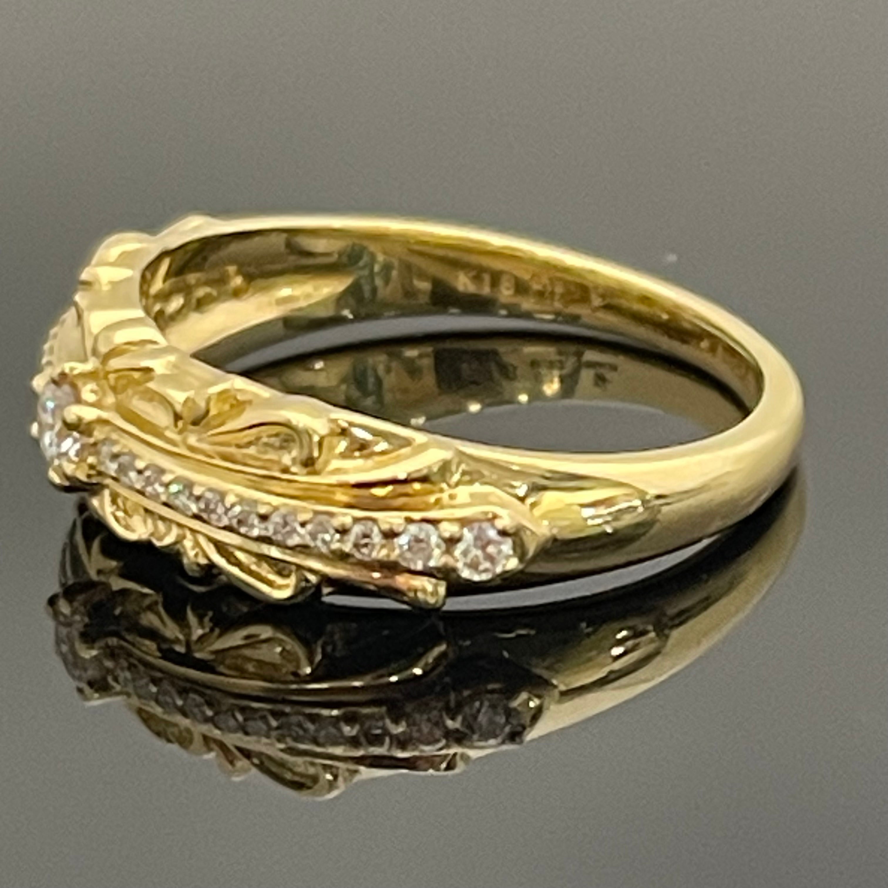 ゆきざき _REGALIA _イエローゴールド _ダイヤモンド リング_K18YG/D0.12ct FD0.18ct/＃20号_ 中古品