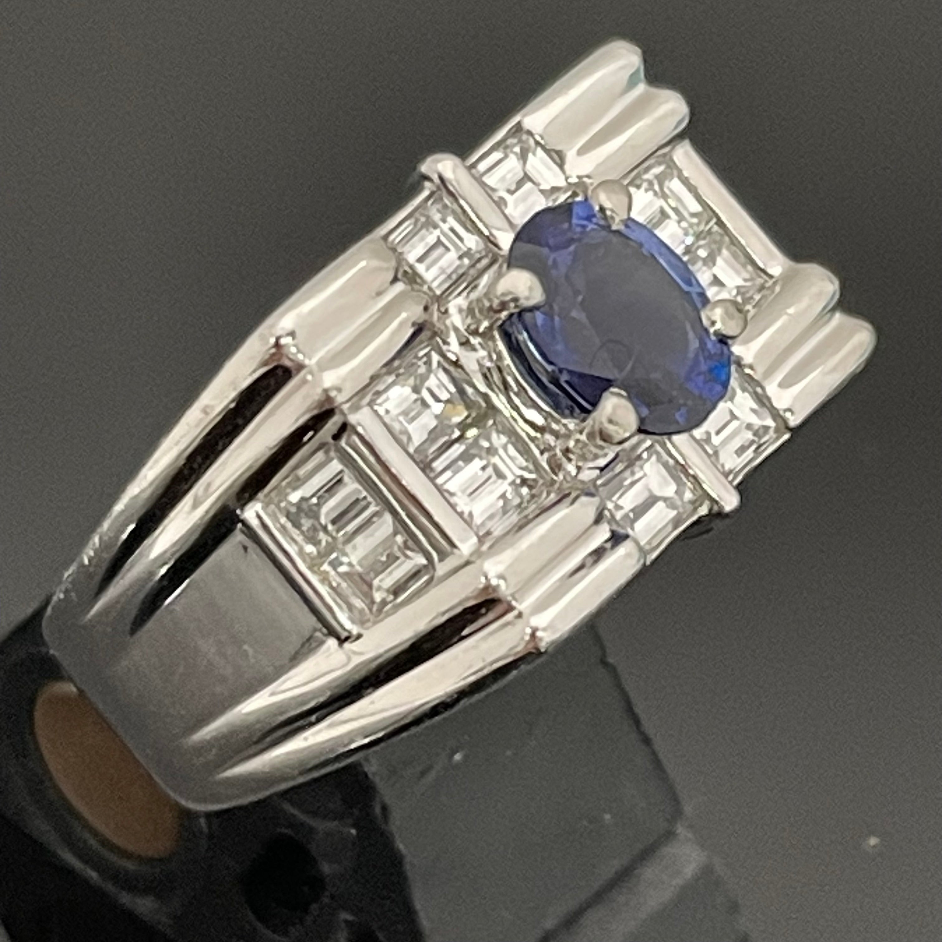 ノンブランド _サファイアリング _S1.01ct/FD1.35ct _Pt900:15.7g/＃19号_ 中古品