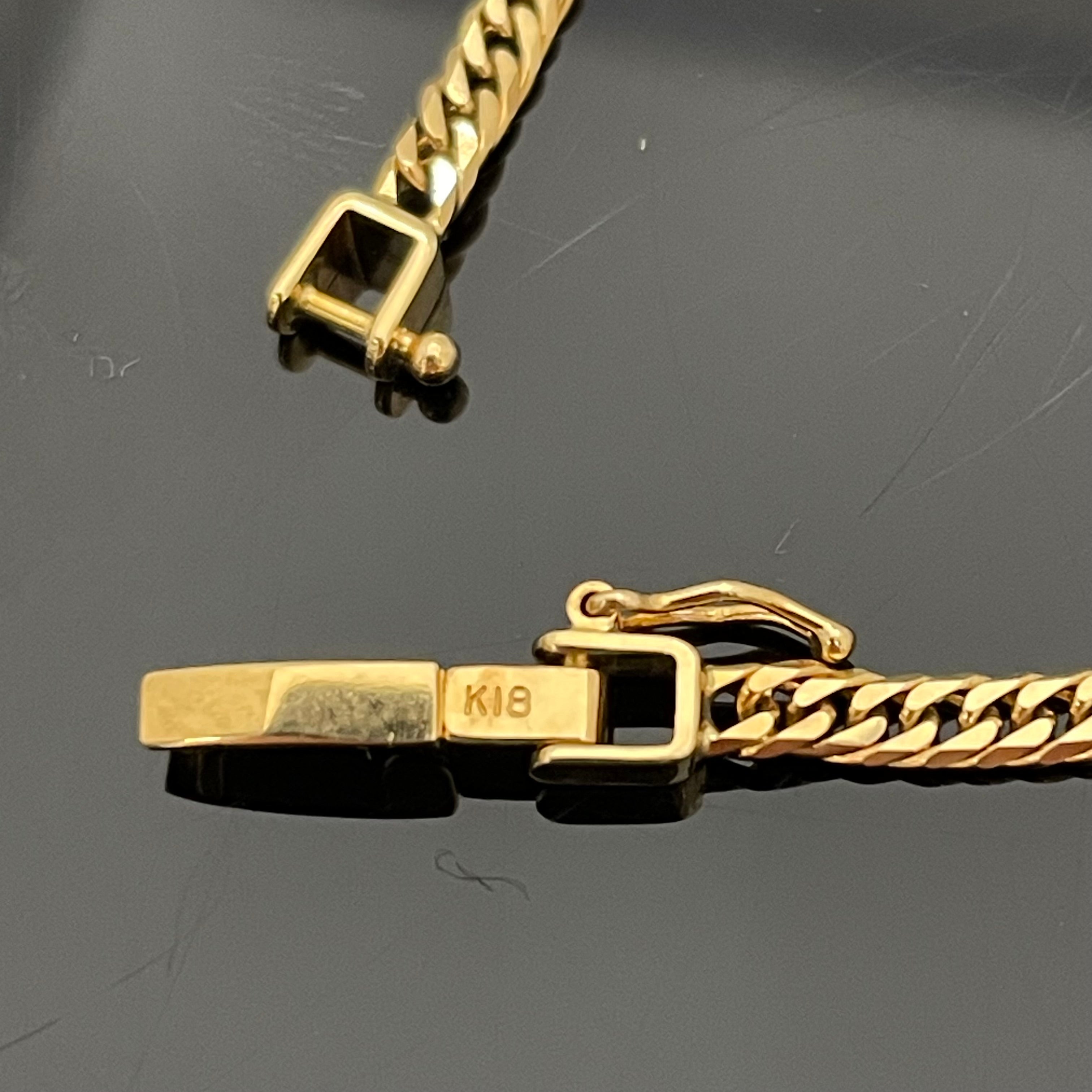 ノンブランド _K18／8.8g／17.5cm_ W6面カット ブレスレット_（ハートチャーム付き）_中古品