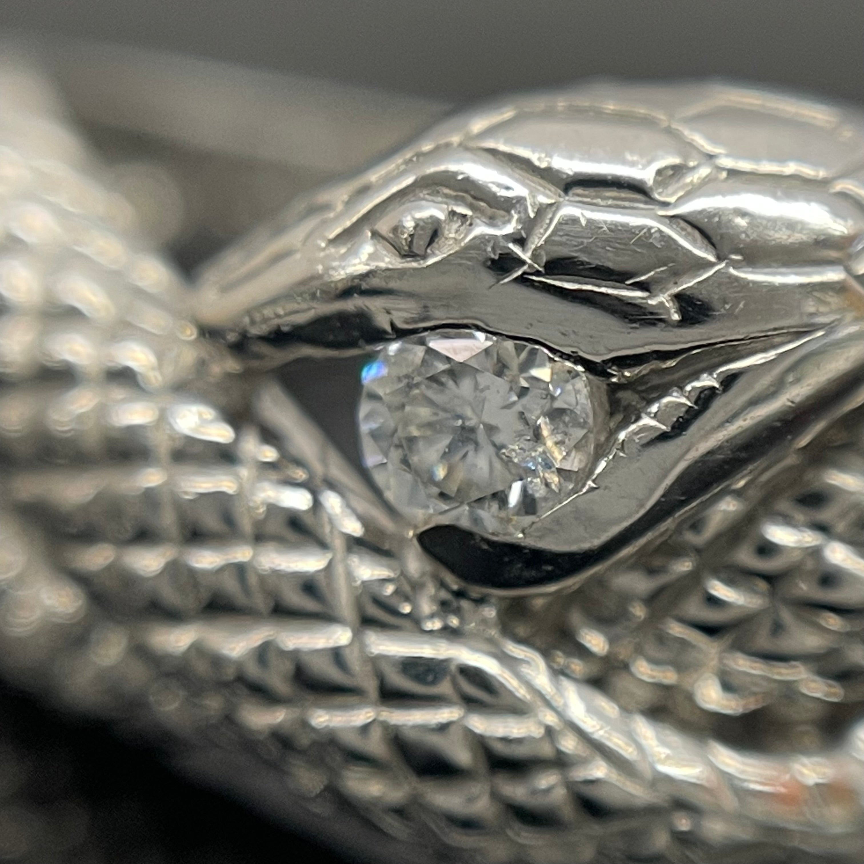 ノンブランド _Pt900ファッションリング_蛇モチーフ_６.7g/D0.1ct/＃12号_ 中古品