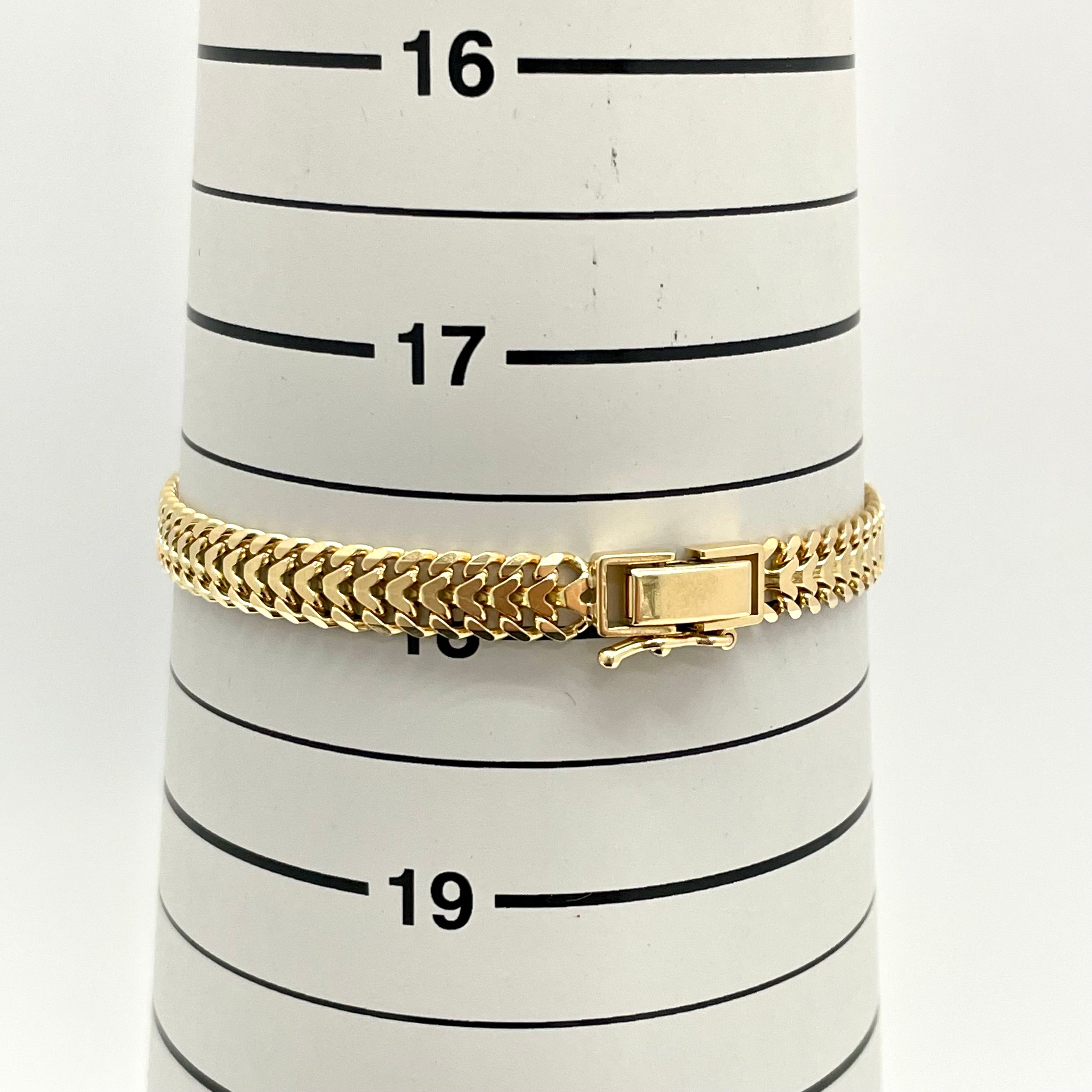 ノンブランド _K18デザインチェーンブレスレット_ 18.5cm／15.6g_ 中古品