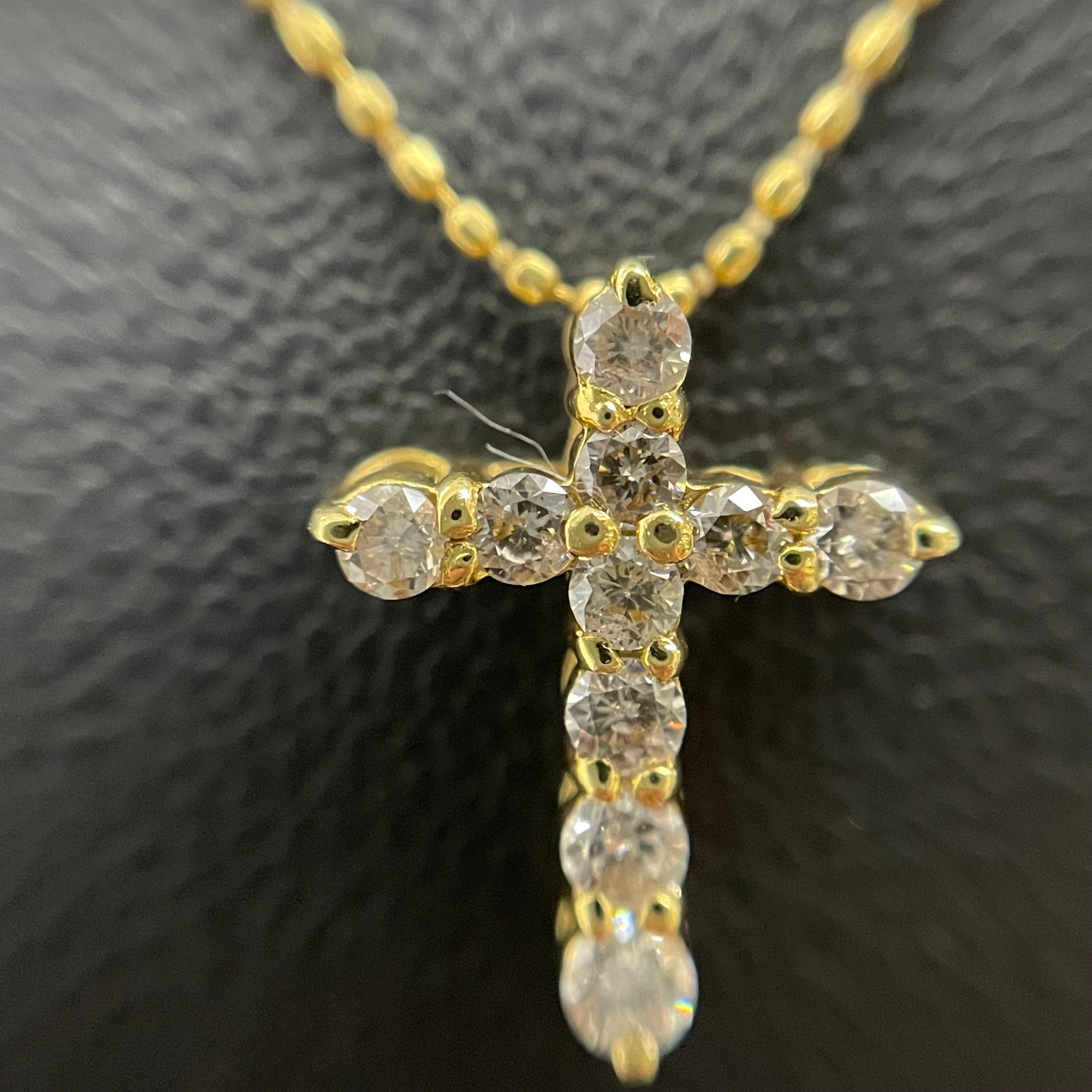 ノンブランド _K18ダイヤモンド _クロス2連ネックレス_FD0.3/0.2ct/3.8g _中古品