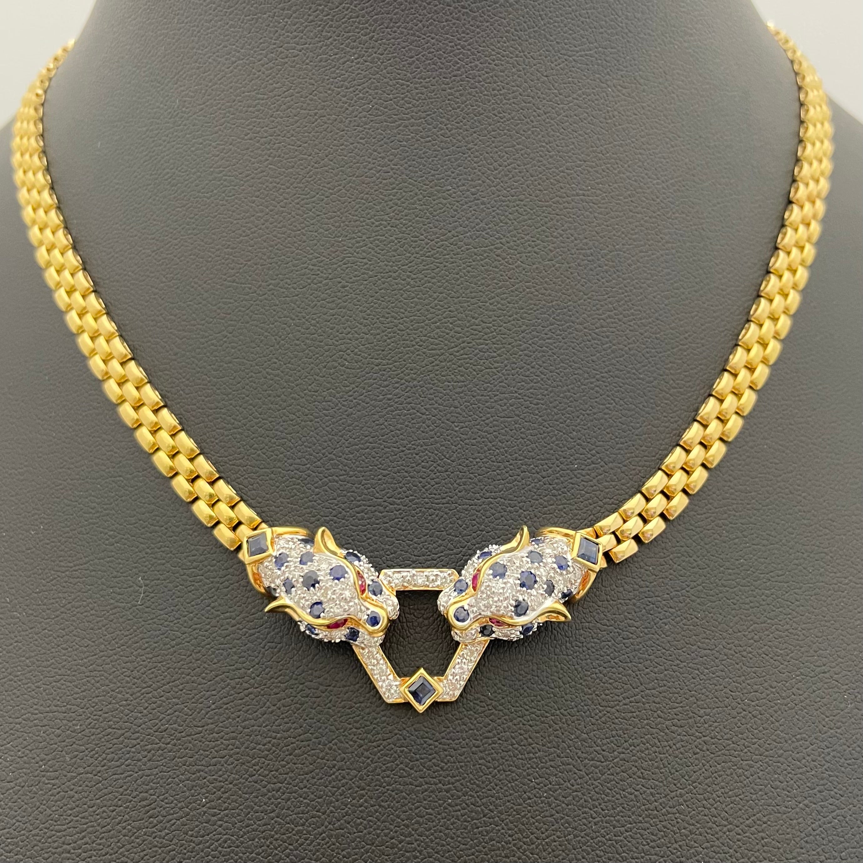 ノンブランド _パンサーモチーフネックレス_K18/33.6g/41cm _R0.16/S1.83/FD0.58ct _中古品