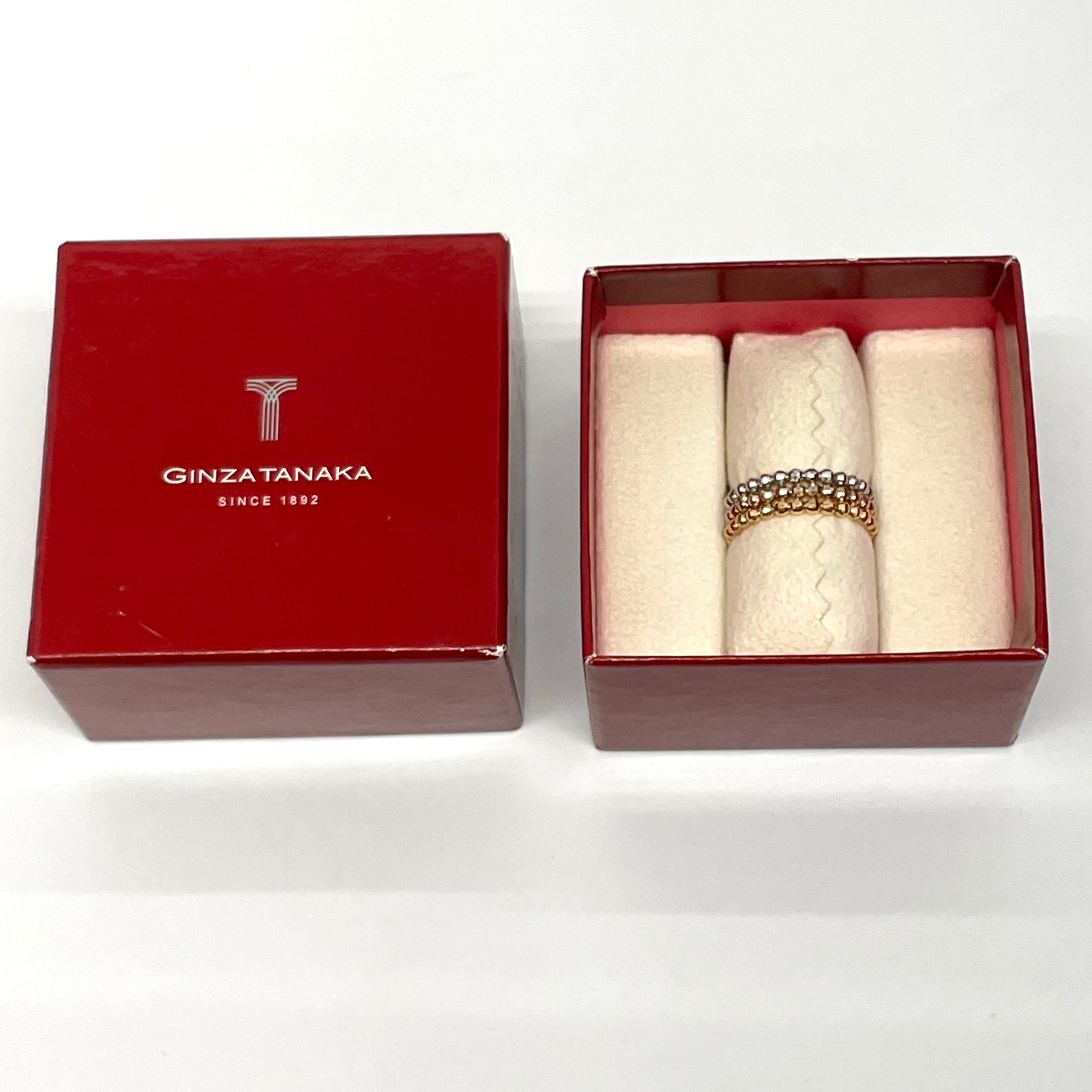 GINZA TANAKA_（ギンザタナカ）_K18スリーカラー_カットボールリング_4.7g／＃16号_中古品