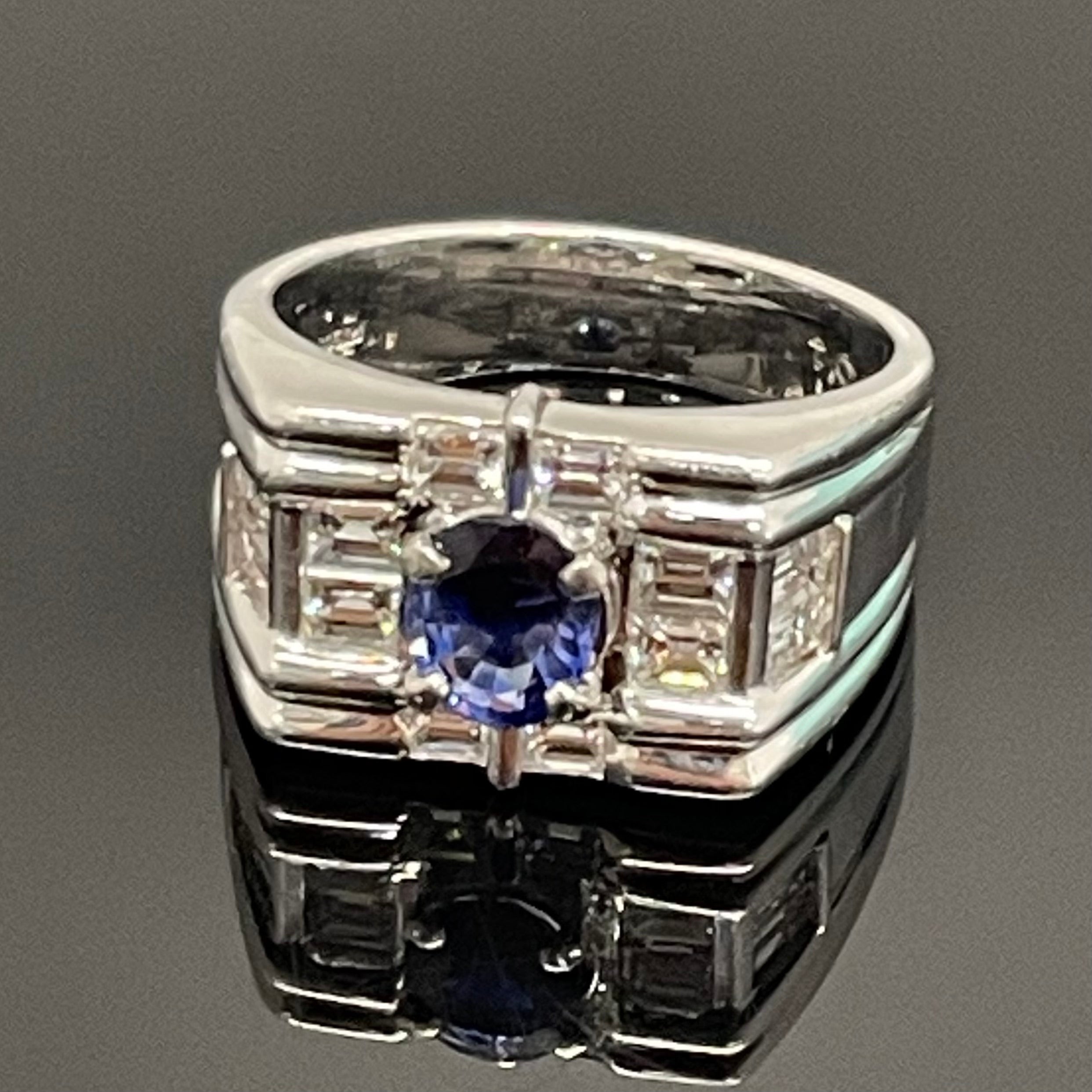 ノンブランド _サファイアリング _S1.01ct/FD1.35ct _Pt900:15.7g/＃19号_ 中古品