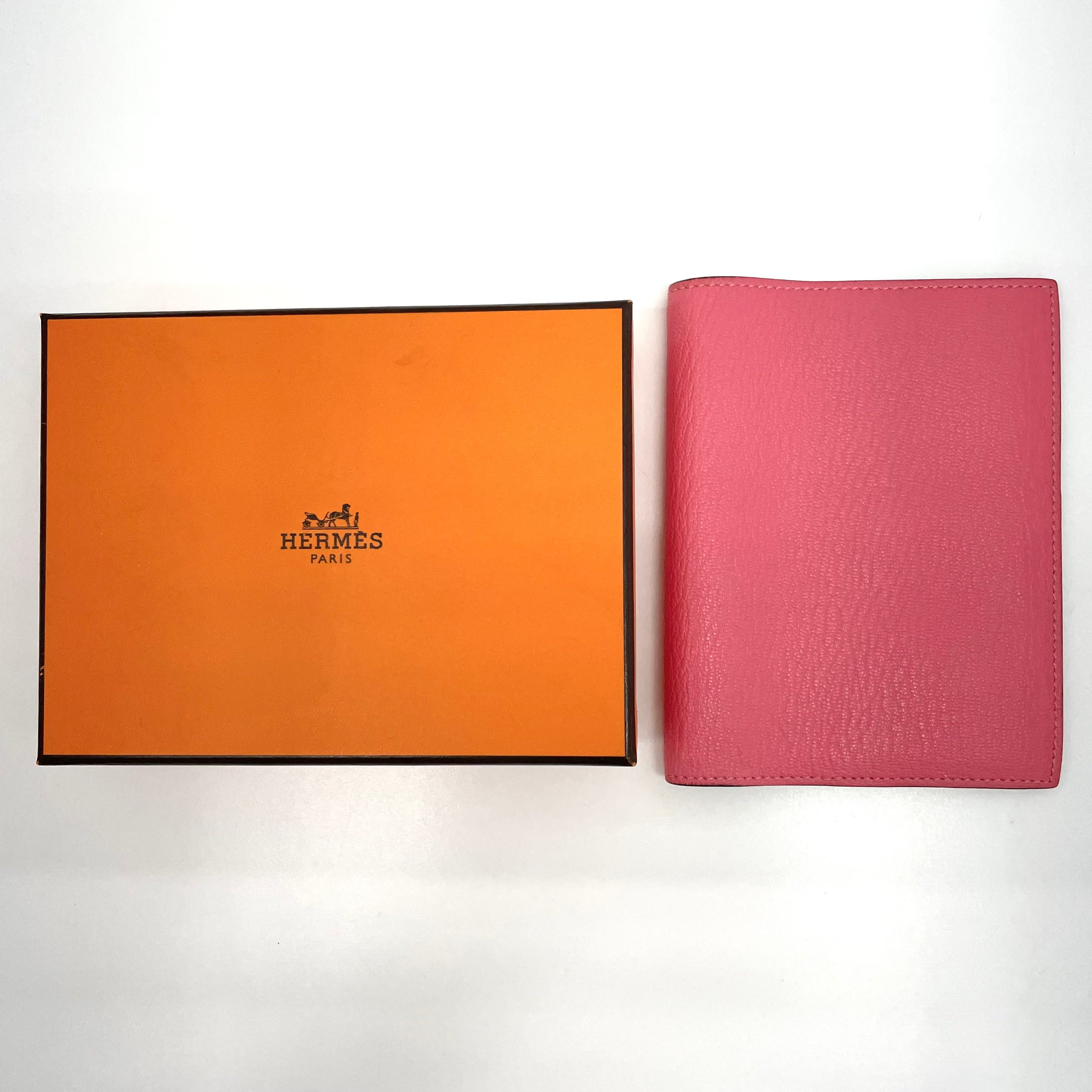 HERMES_（エルメス）_アジェンダカバーGM _シェーブルミゾール _ローズリップステック_中古品