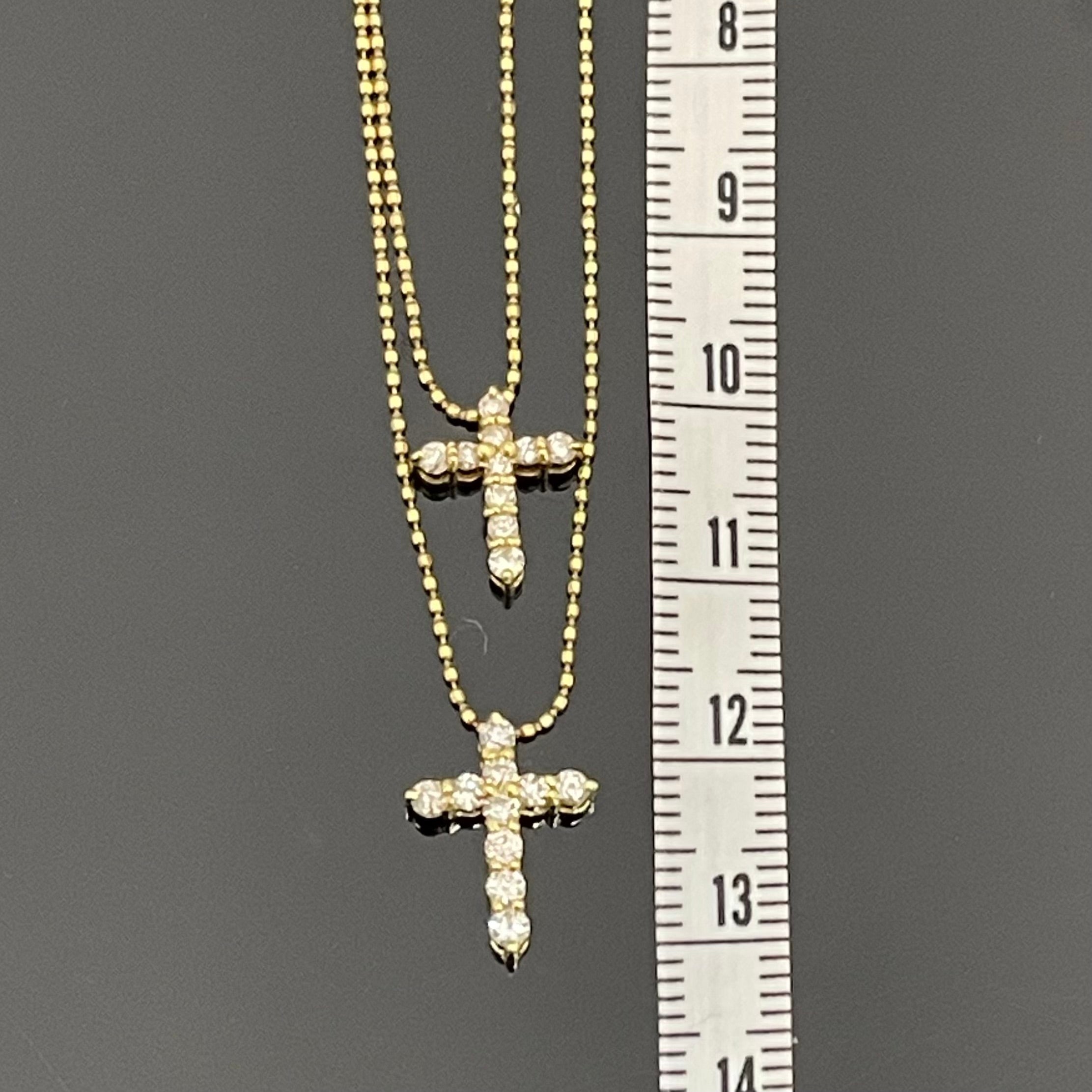 ノンブランド _K18ダイヤモンド _クロス2連ネックレス_FD0.3/0.2ct/3.8g _中古品