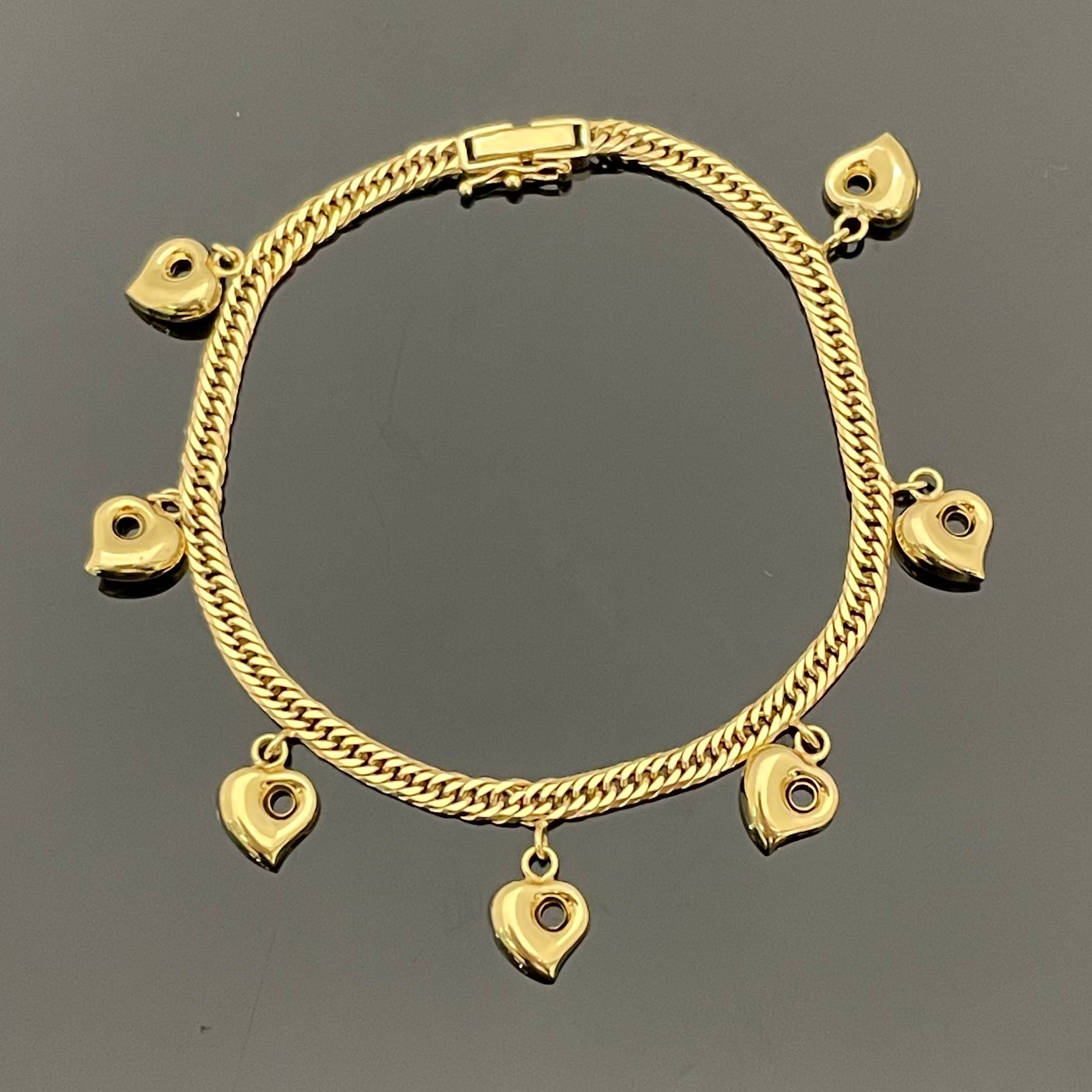 ノンブランド _K18／7.2g／16.5cm _トリプル8面カット _ブレスレット_（ハートチャーム付き）_中古品