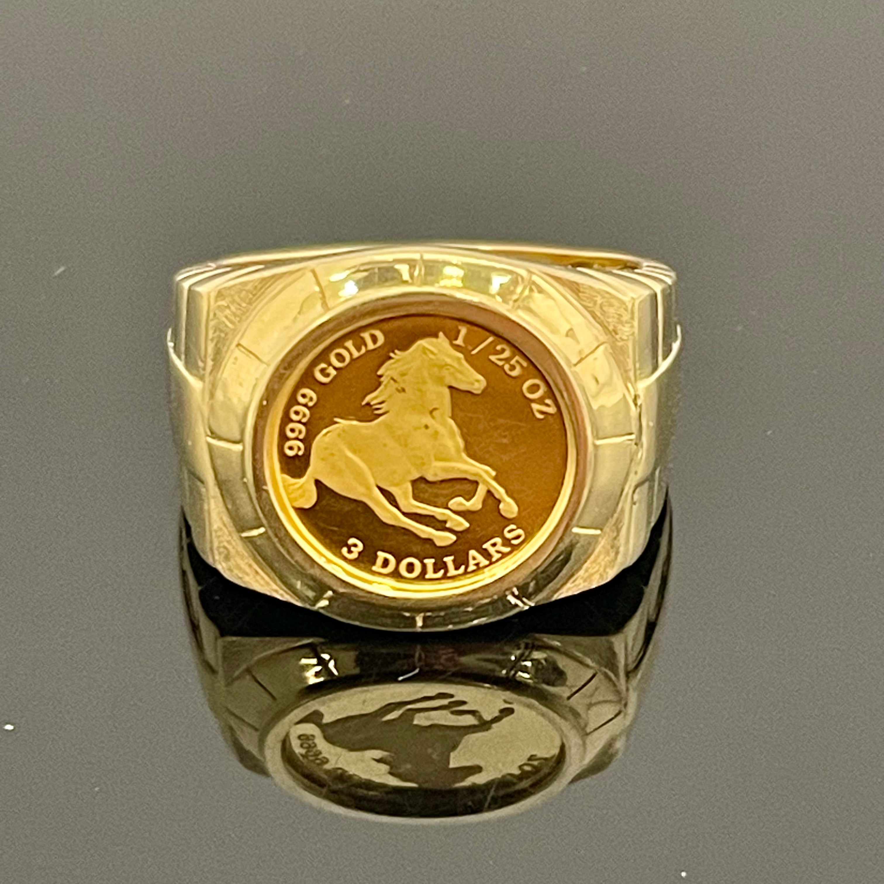 ノンブランド _純金1/25ozホースコイン_ K18枠リング11.7g/＃20号_ 中古品
