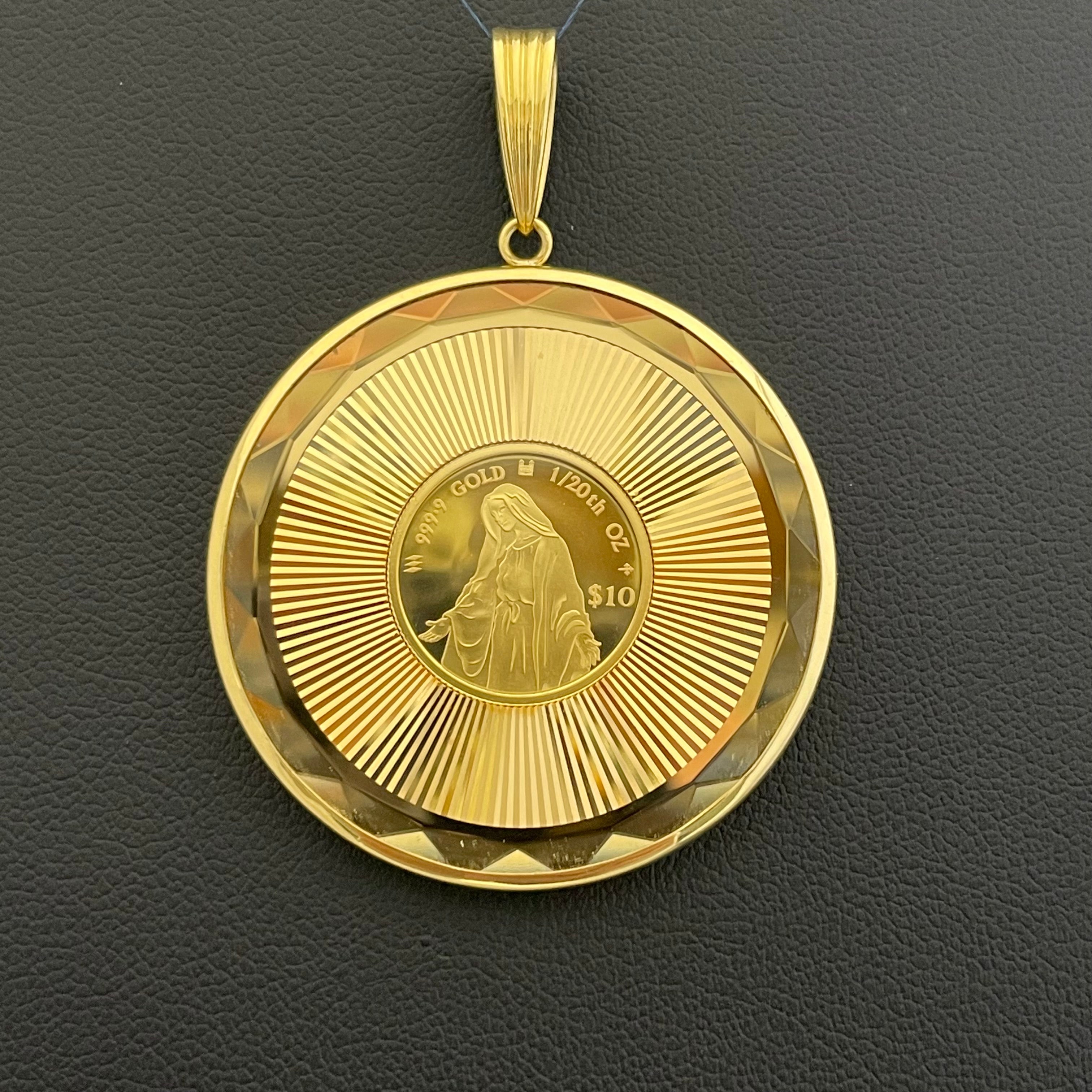 ノンブランド _クック諸島金貨 _ペンダントトップ _純金コイン1/20oz 枠K18_ ガラス/プレート込16.6g_中古品