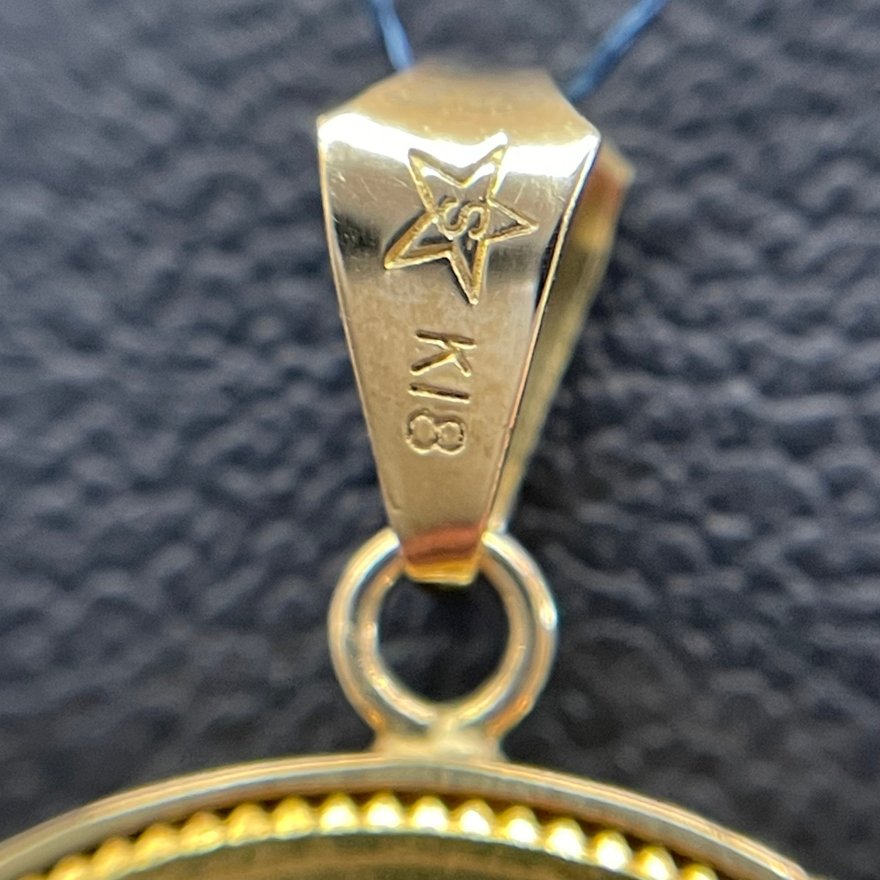 GINZA TANAKA_メイプルリーフ金貨1/4oz_ ペンダントトップ 8.8g_（純金コイン+K18）_中古品