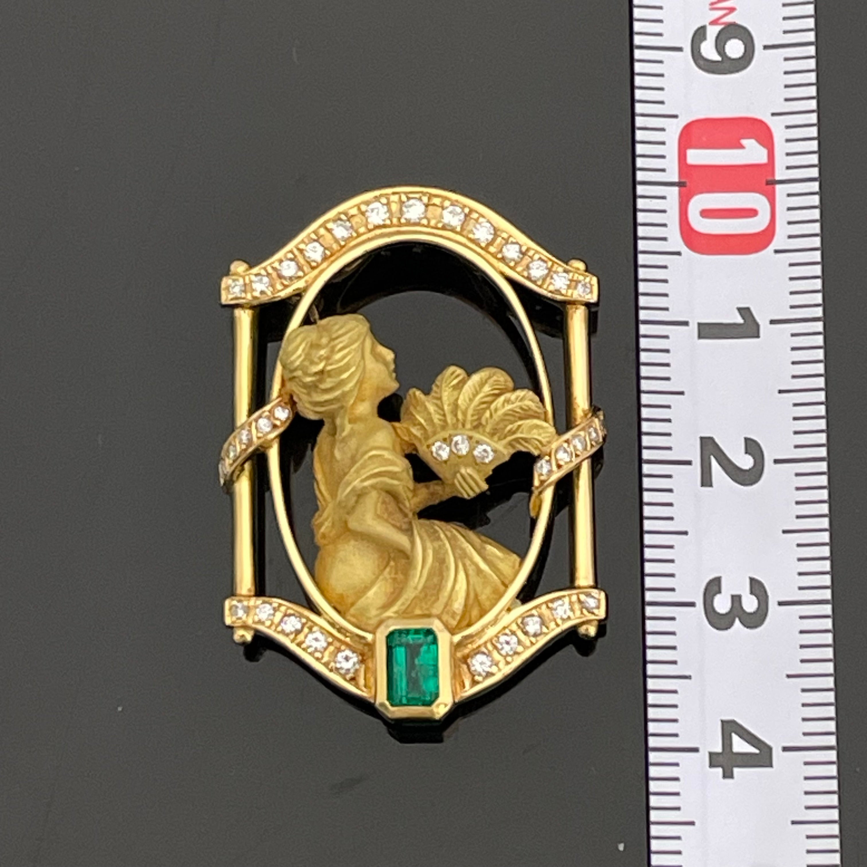 ノンブランド _K18ブローチ/ペントップ_E0.608/FD0.428ct/13.7g_中古品