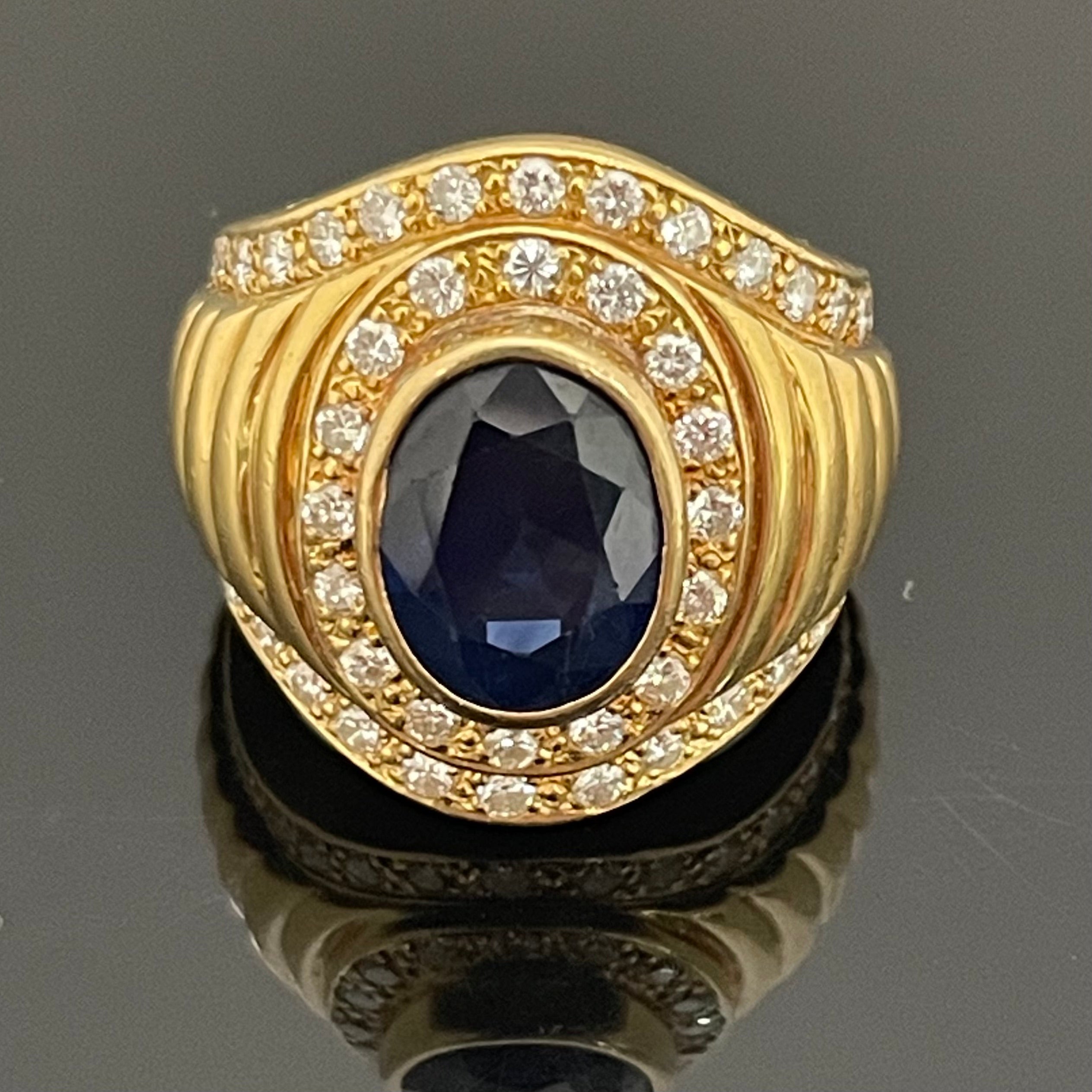 ノンブランド _K18サファイアリング _S6.65ct/FD1.24ct/22.2g/＃17.5号_中古品