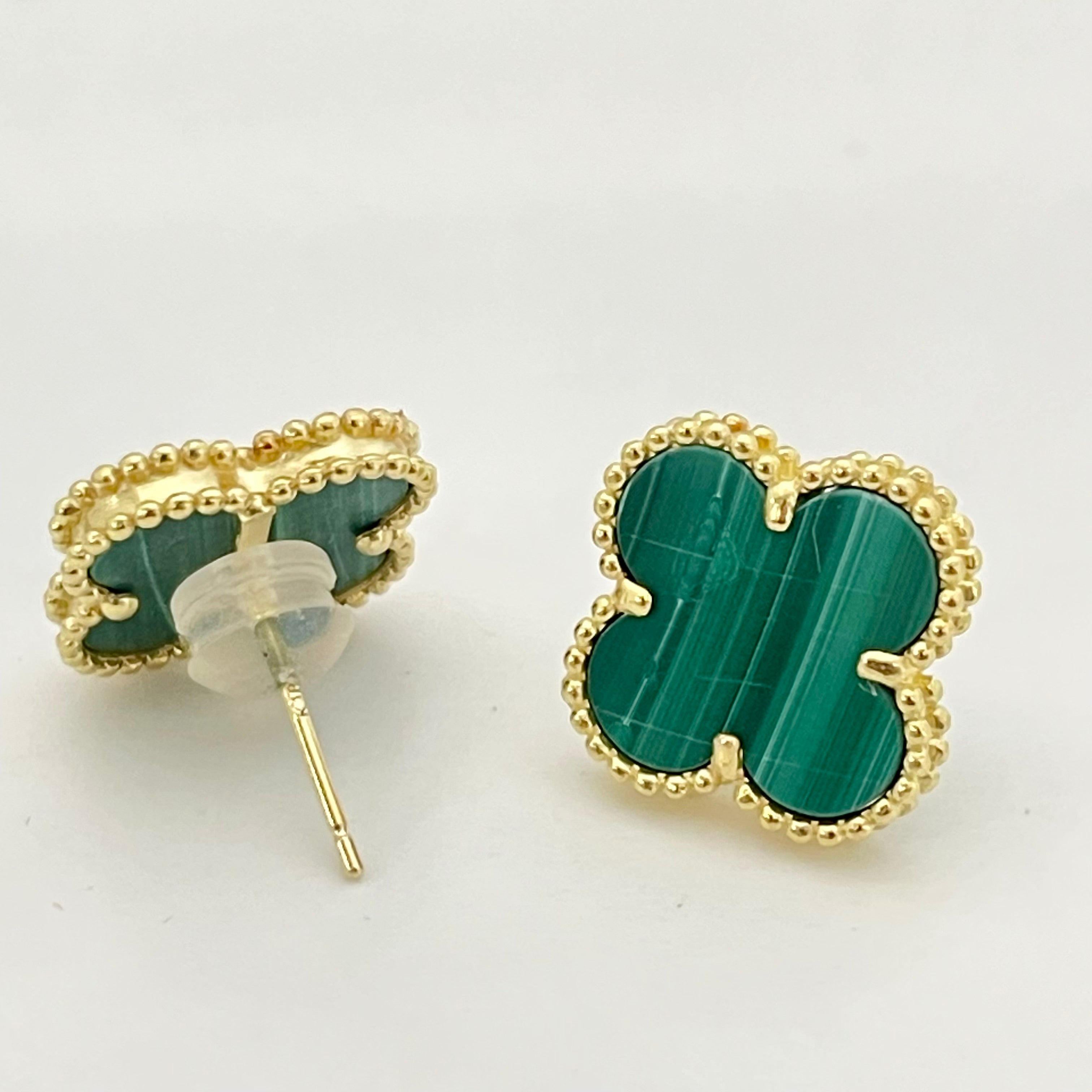 ノンブランド _K18_マラカイトピアス _中古品