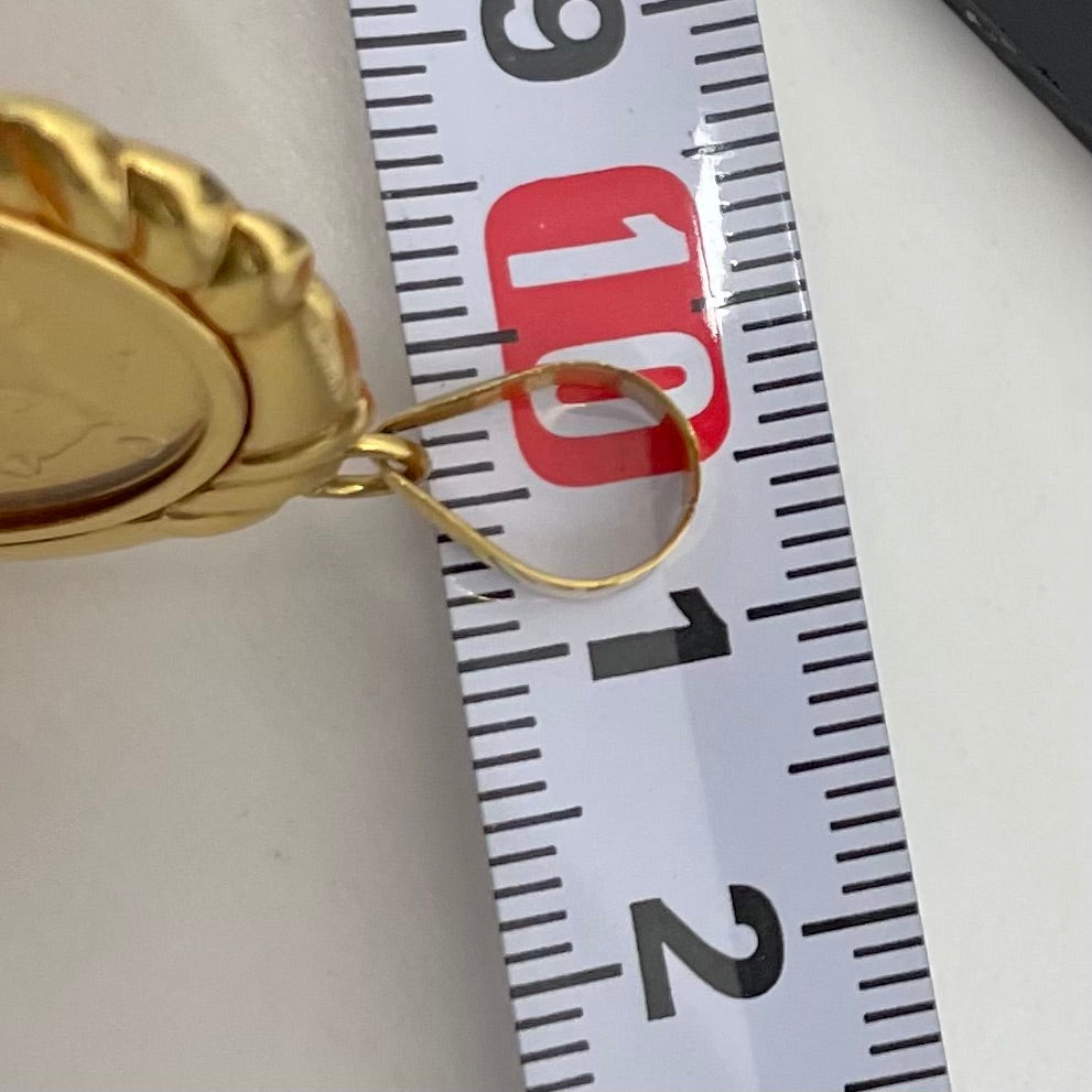 ノンブランド _マン島キャット金貨 _ペンダントトップ _純金コイン1/5oz 枠K18_ ガラス込10.6g_中古品