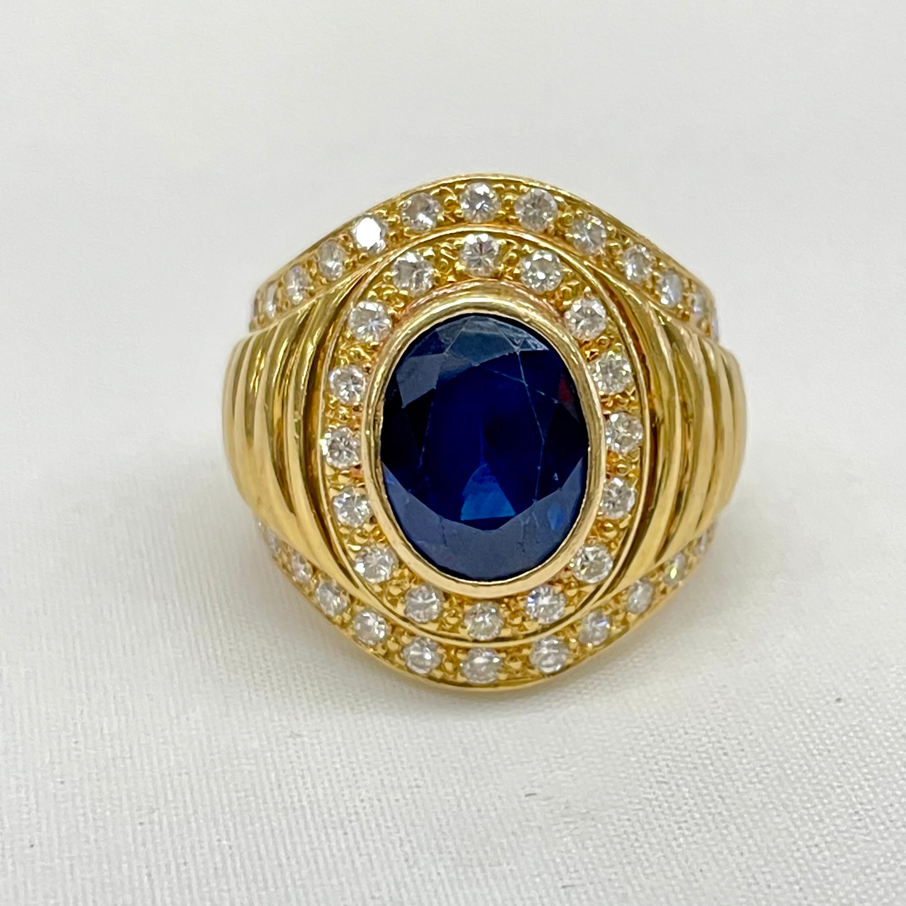 ノンブランド _K18サファイアリング _S6.65ct/FD1.24ct/22.2g/＃17.5号_中古品