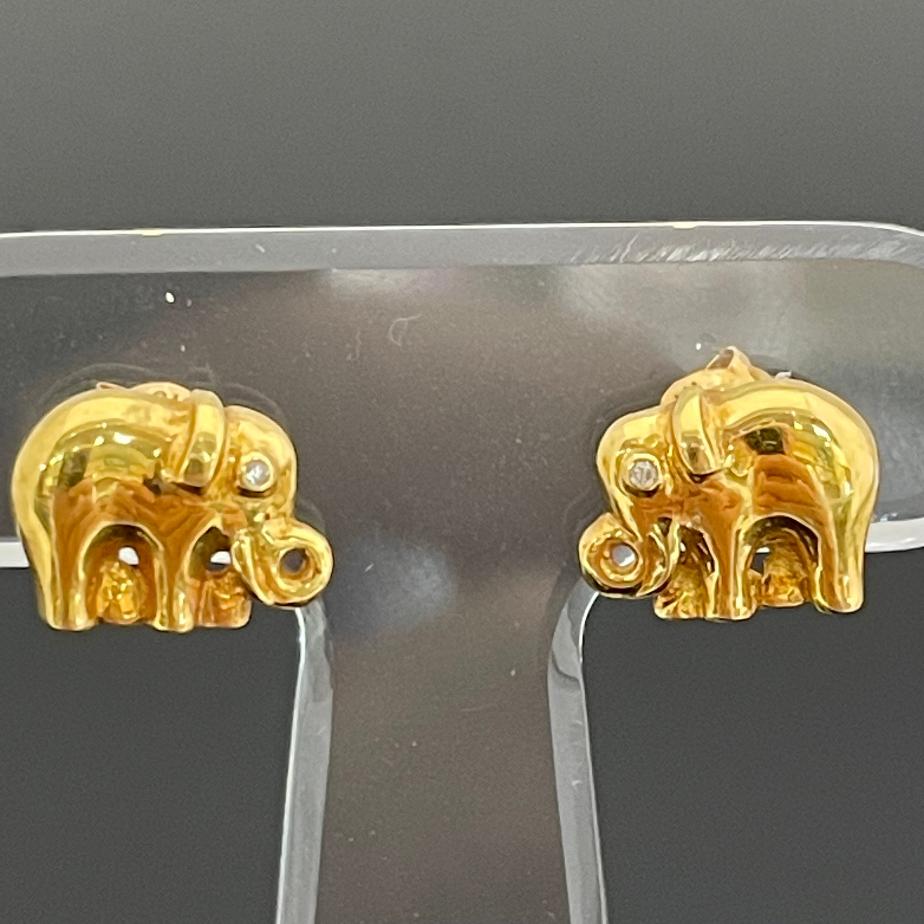 ノンブランド _K18/ダイヤモンド_ 象モチーフピアス_ 中古品