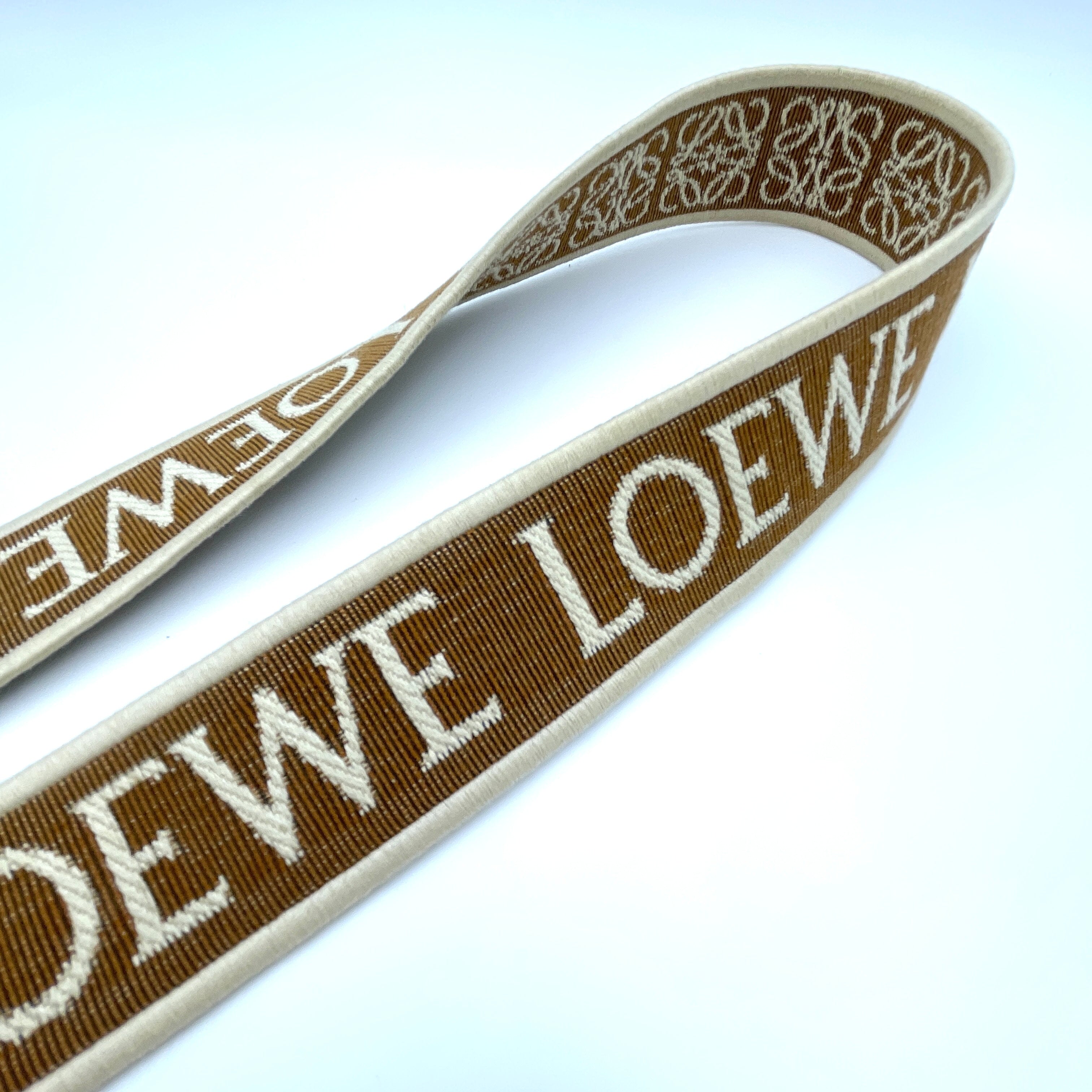 LOEWE_（ロエベ）_アナグラム ストラップ _ジャガード＆カーフ_（ナチュラル／タン）_中古品