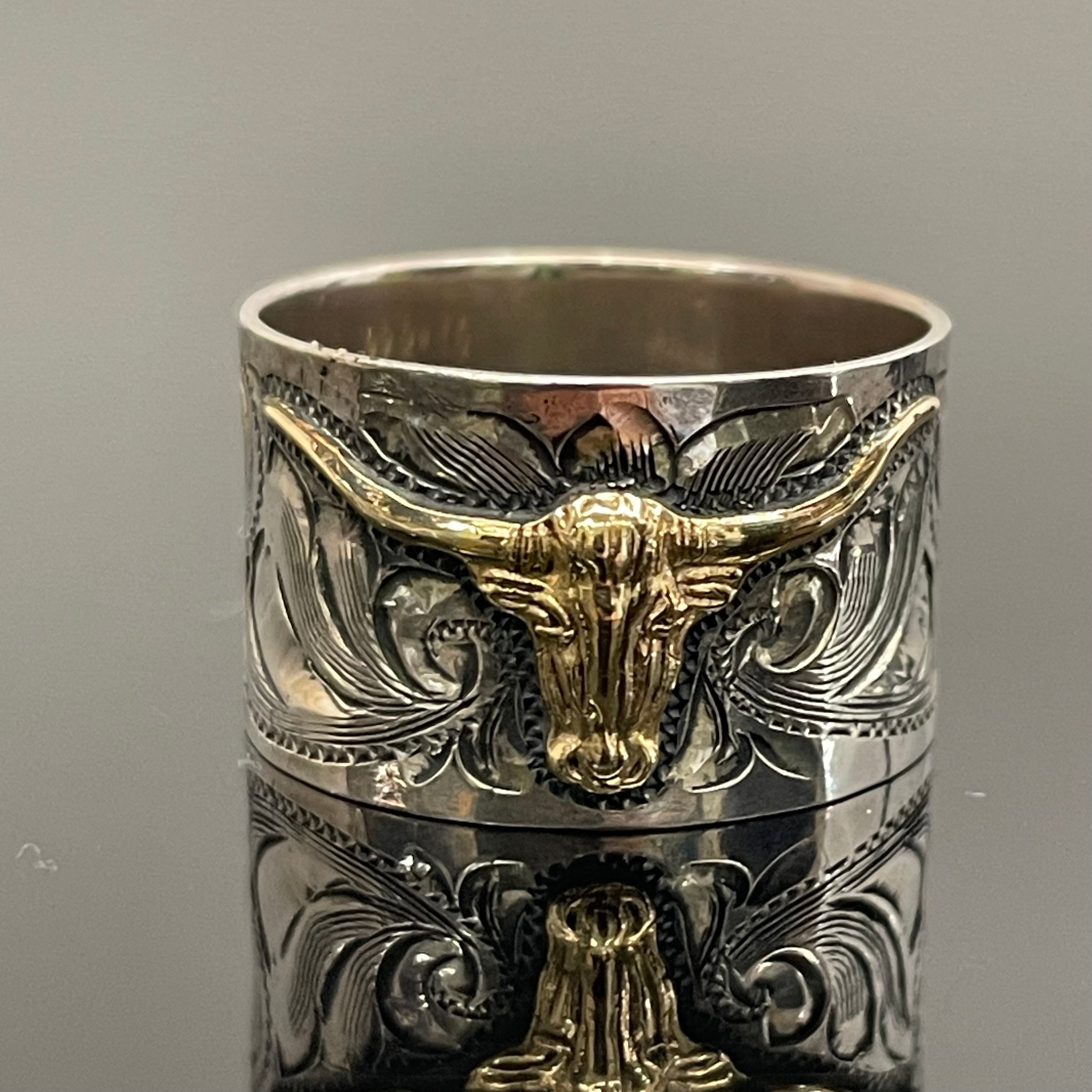 VOGT_（ボグト）_スターリングシルバー/14K _ロングホーンリング_5.7g／＃21号 _中古品