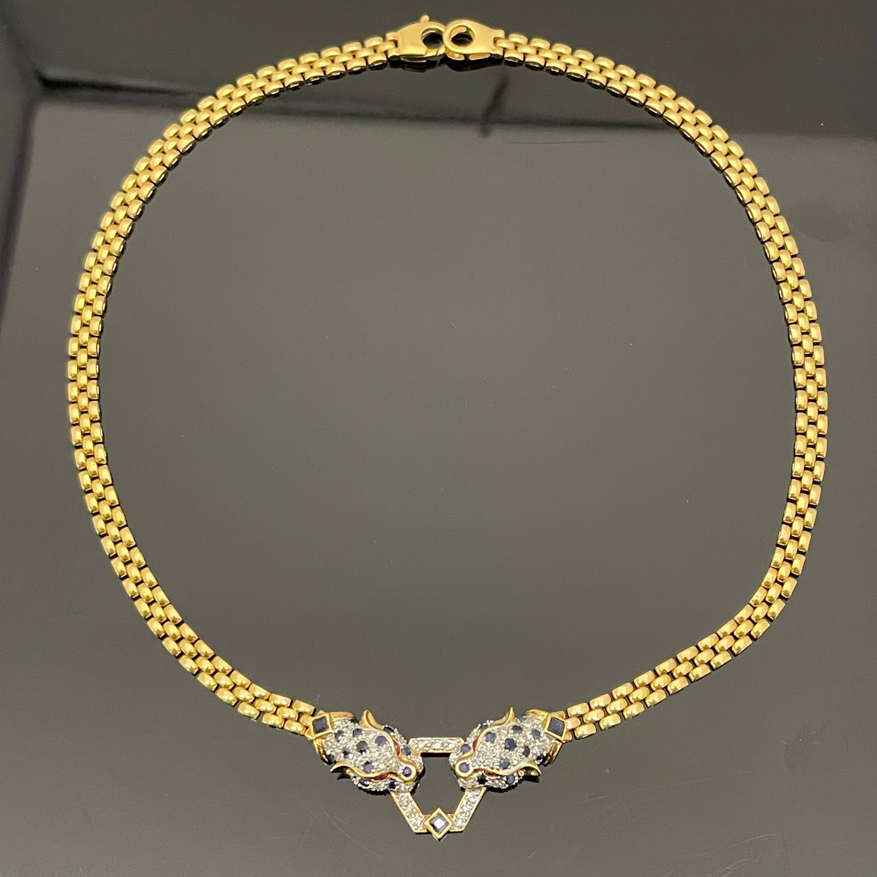 ノンブランド _パンサーモチーフネックレス_K18/33.6g/41cm _R0.16/S1.83/FD0.58ct _中古品