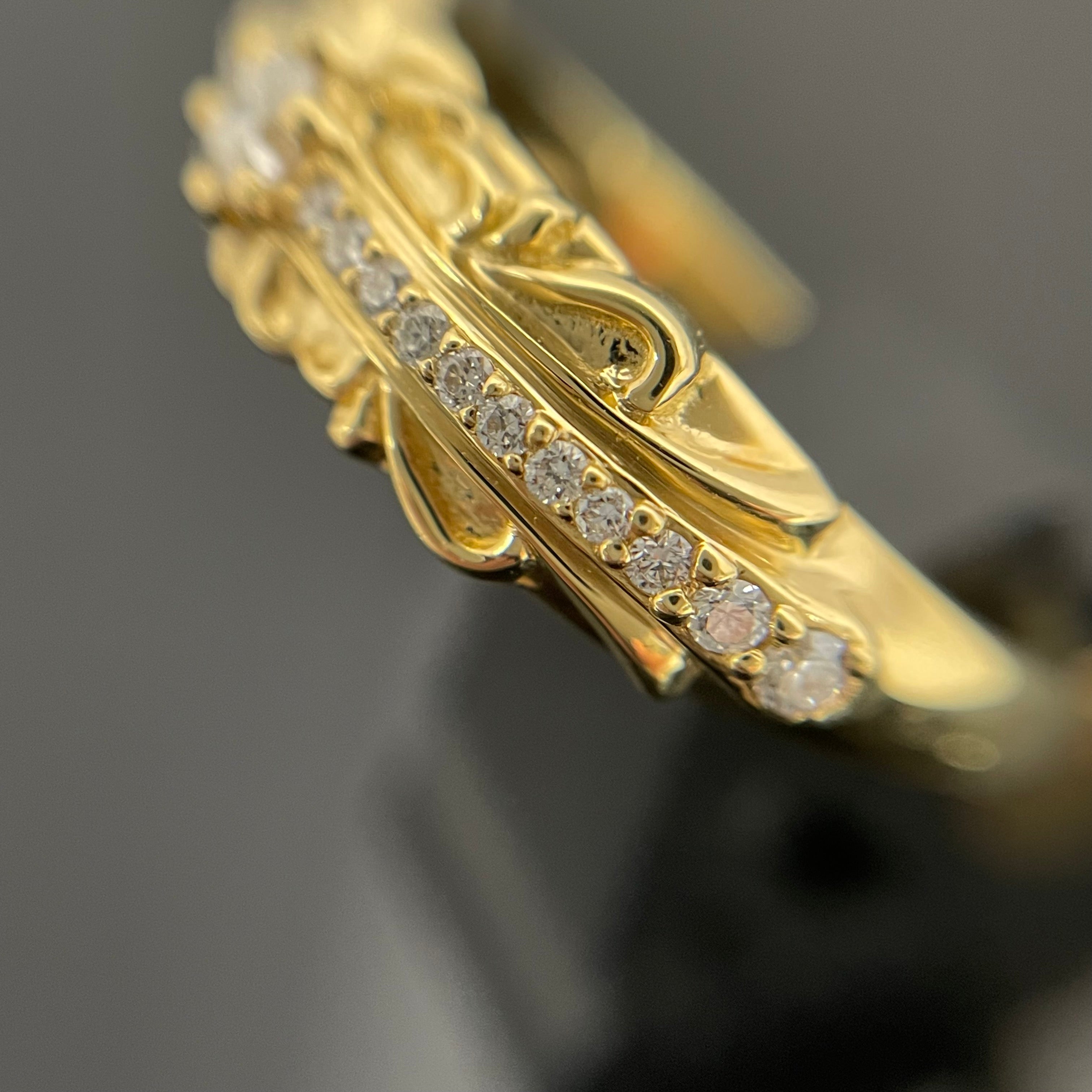 ゆきざき _REGALIA _イエローゴールド _ダイヤモンド リング_K18YG/D0.12ct FD0.18ct/＃20号_ 中古品