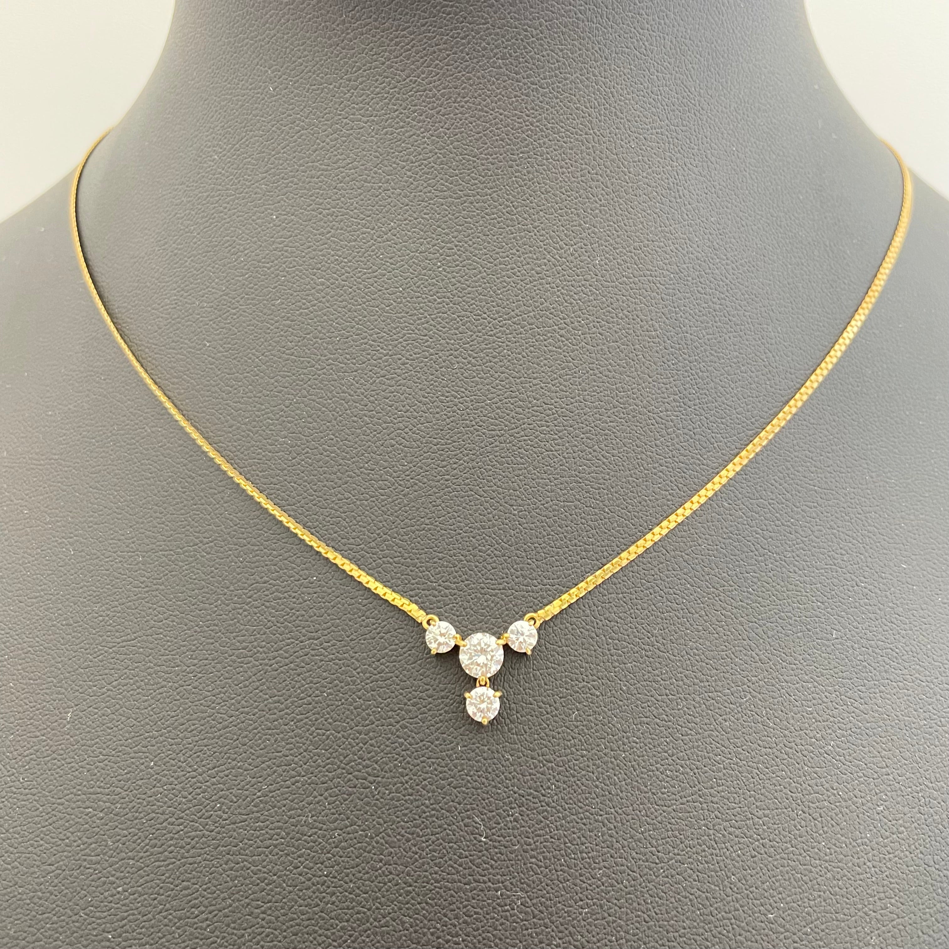 ノンブランド_K18ダイヤモンドネックレス_FD1.0ct/3.6g/40cm_中古品