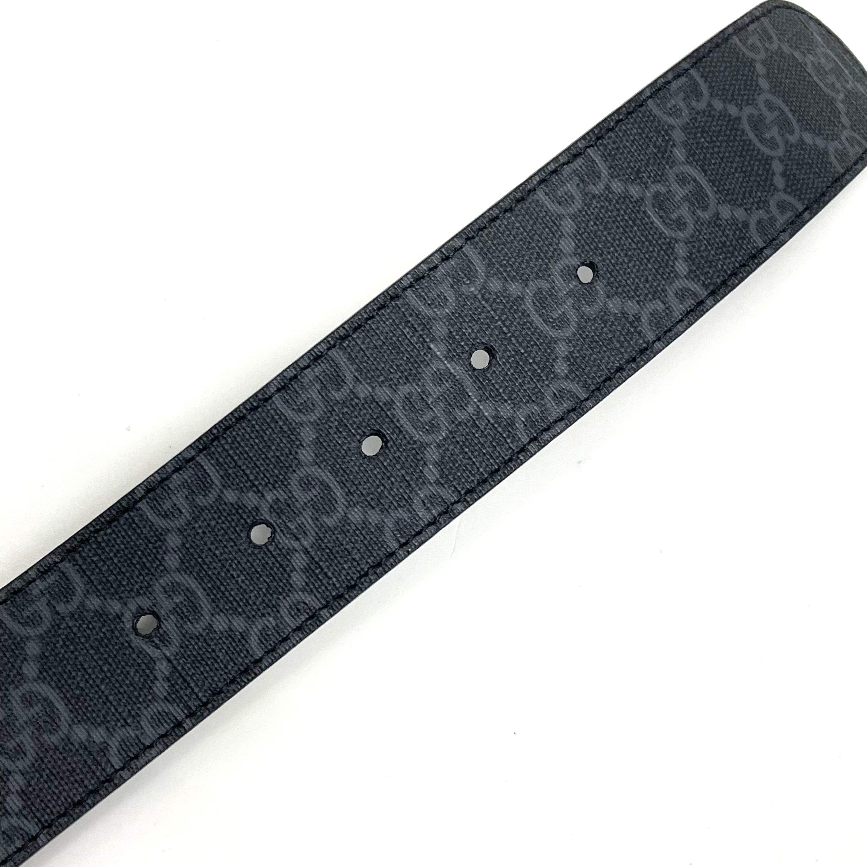 GUCCI（グッチ)_ インターロッキング_G バックル付き ベルト_ブラック×グレー_ 90cm/36in 411924_ 中古品