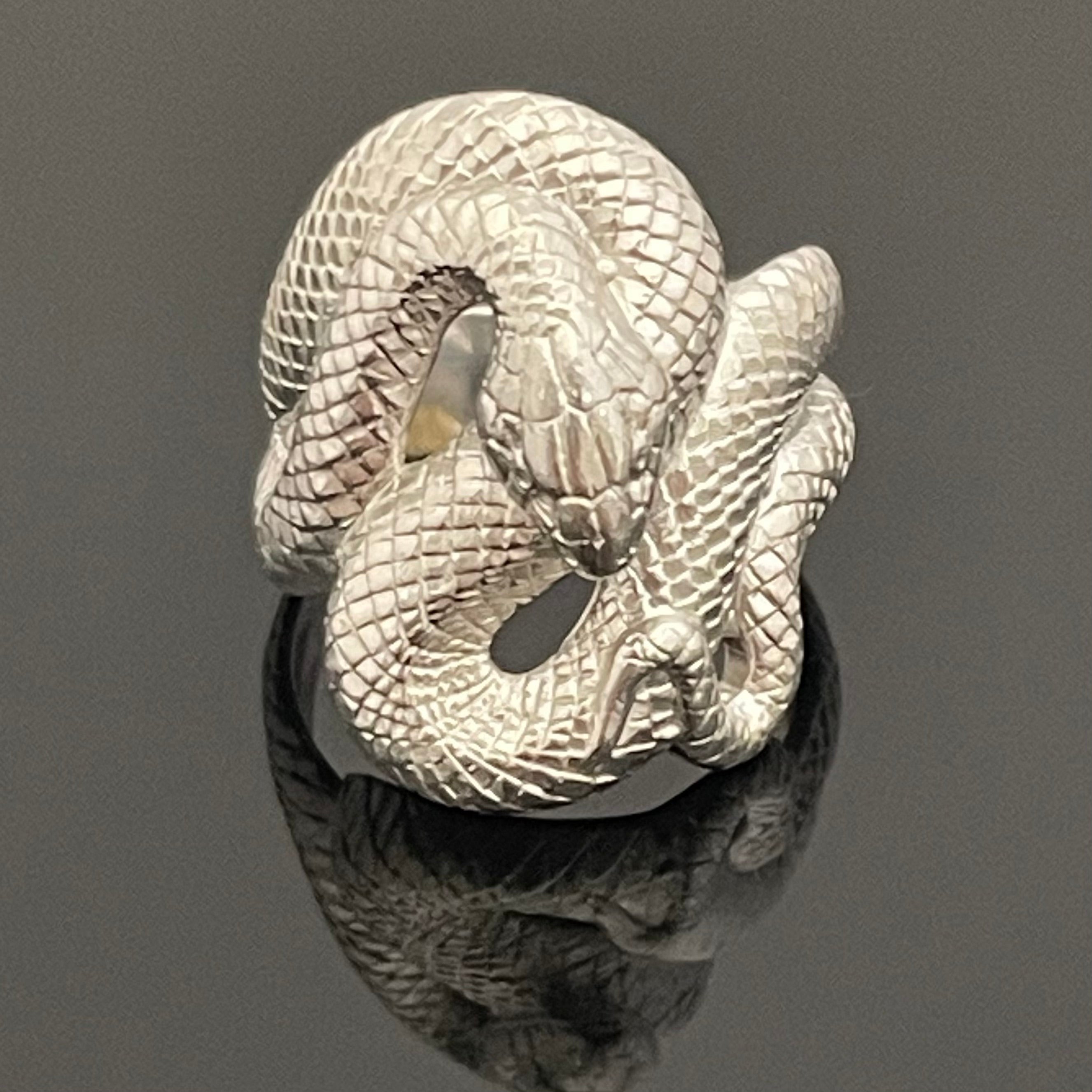 ノンブランド_スネーク（蛇）モチーフ_Pt900リング_13.9g/＃12号 _中古品