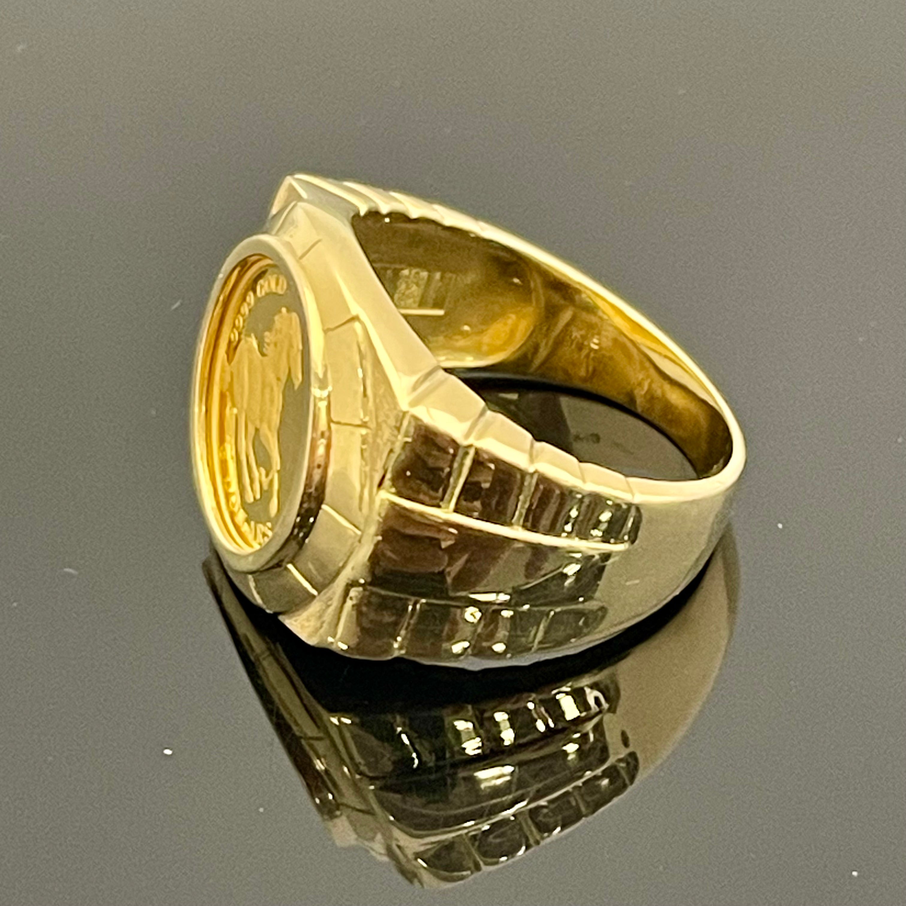 ノンブランド _純金1/25ozホースコイン_ K18枠リング11.7g/＃20号_ 中古品
