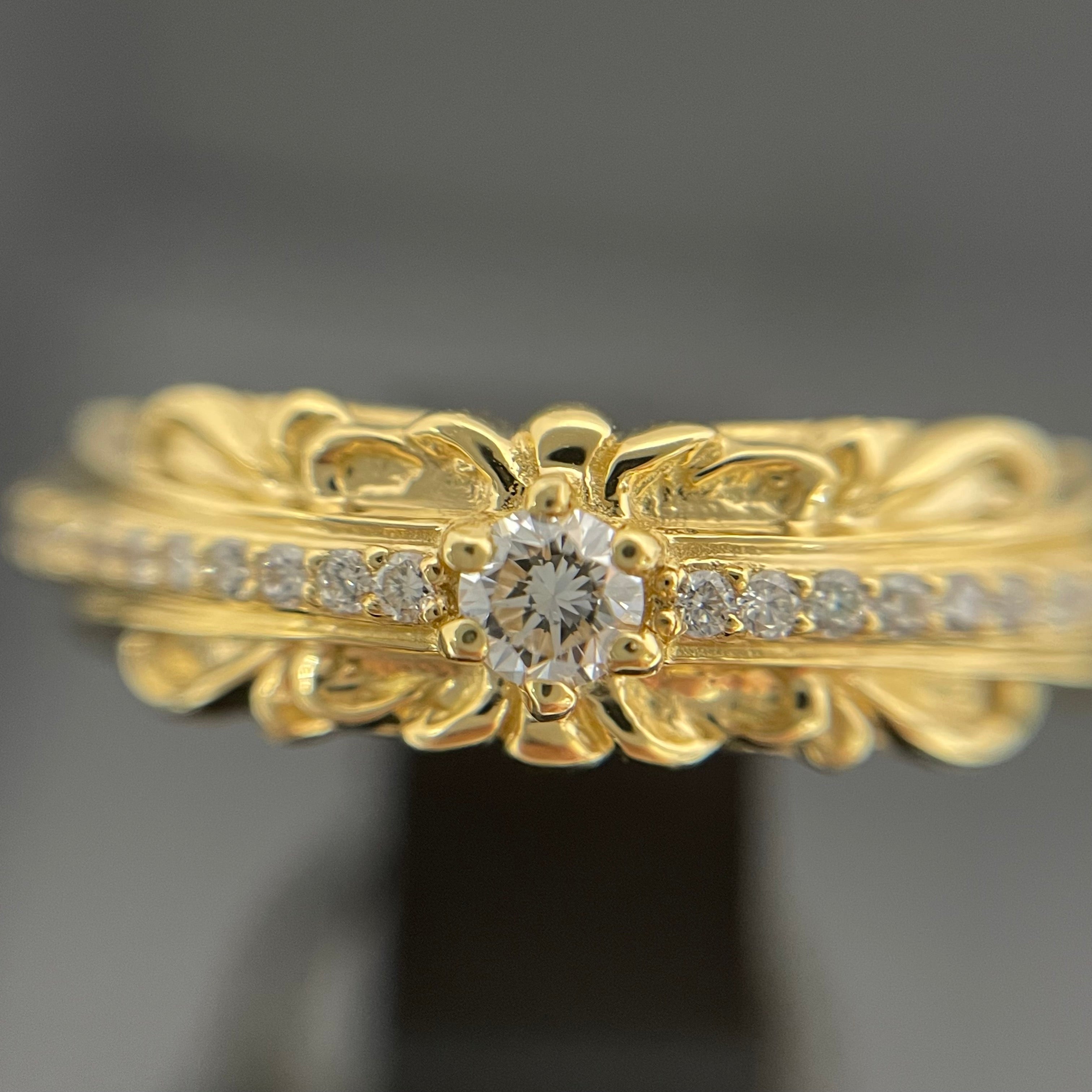 ゆきざき _REGALIA _イエローゴールド _ダイヤモンド リング_K18YG/D0.12ct FD0.18ct/＃20号_ 中古品