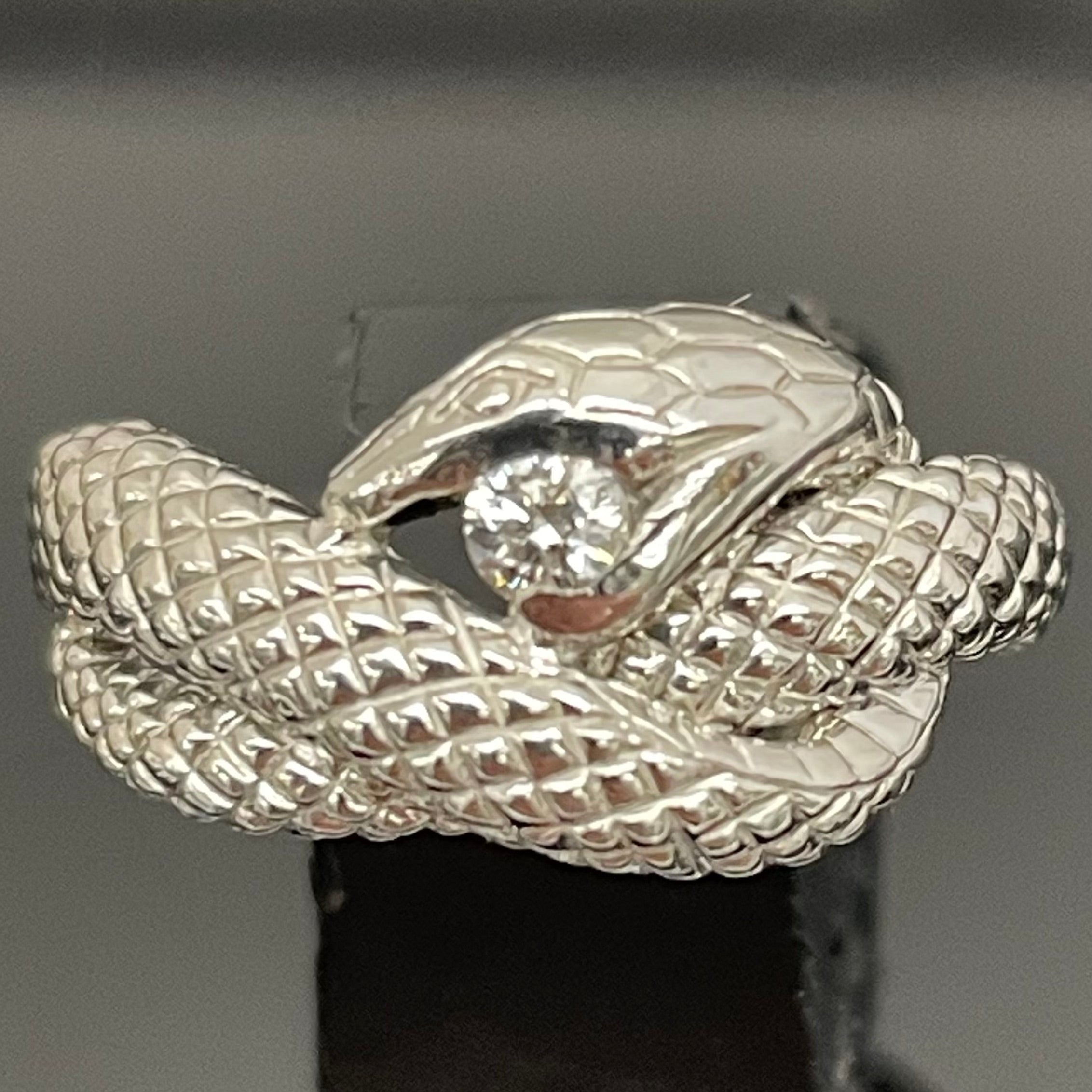ノンブランド _Pt900ファッションリング_蛇モチーフ_６.7g/D0.1ct/＃12号_ 中古品