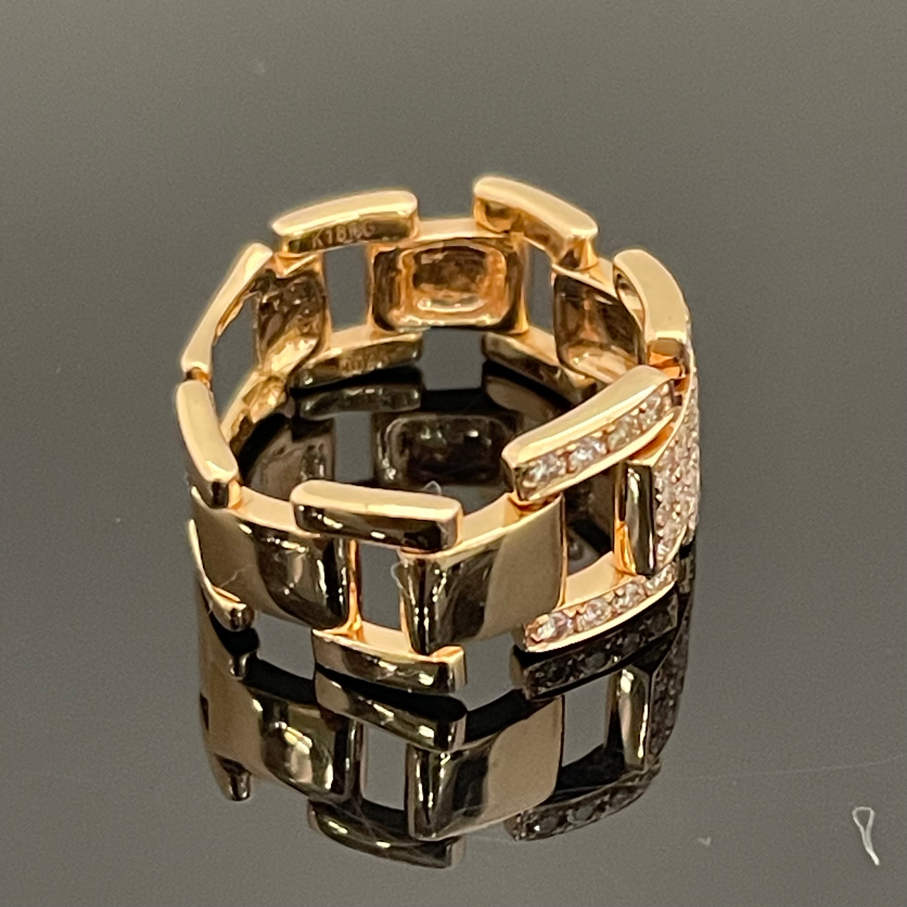 ノンブランド _K18PG_ダイヤモンドリング_FD0.43ct/6.2g/＃14.5_ 中古品